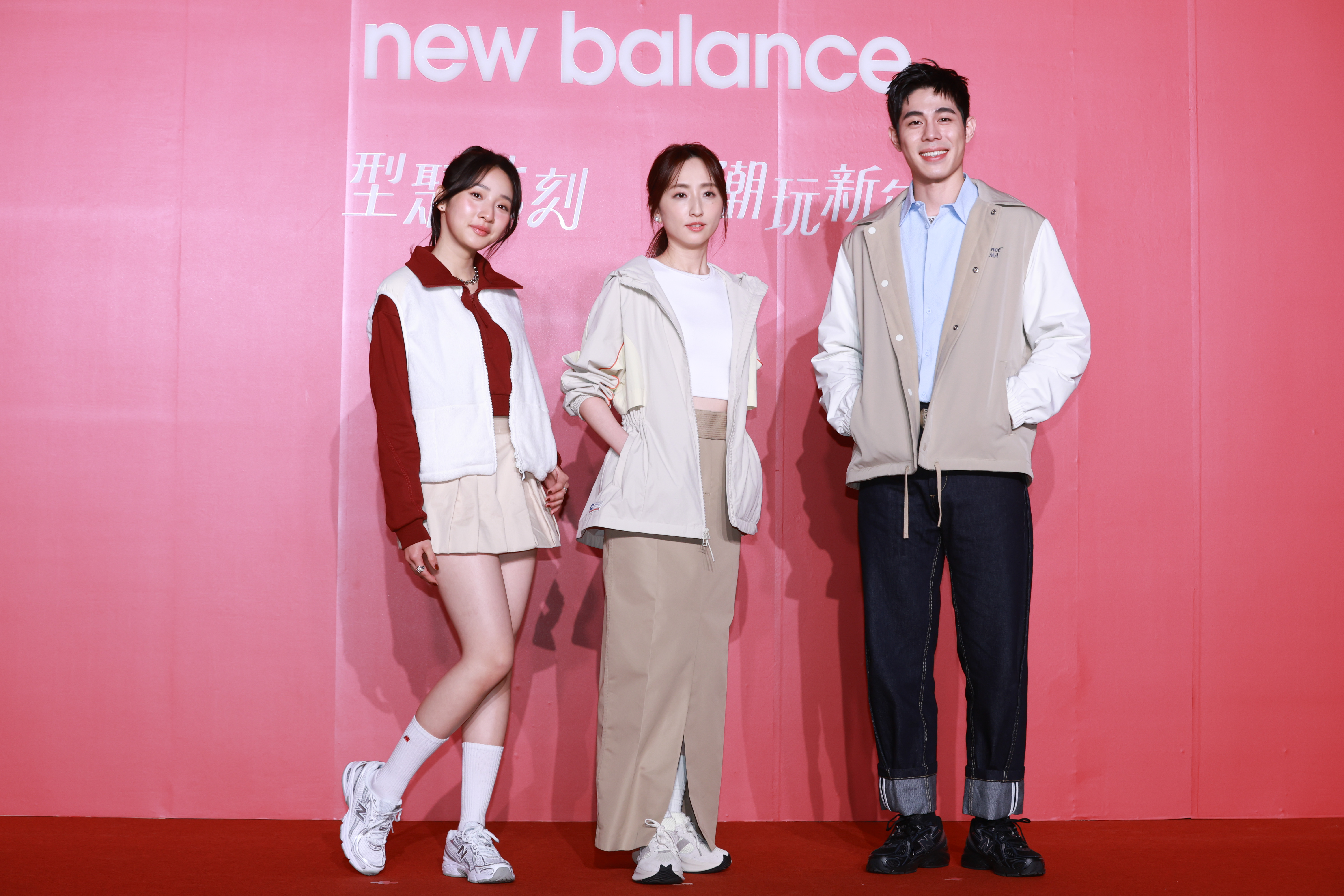 詹懷雲（右起）、柯佳嬿和李沐一同為NewBalanace出席新品發表。