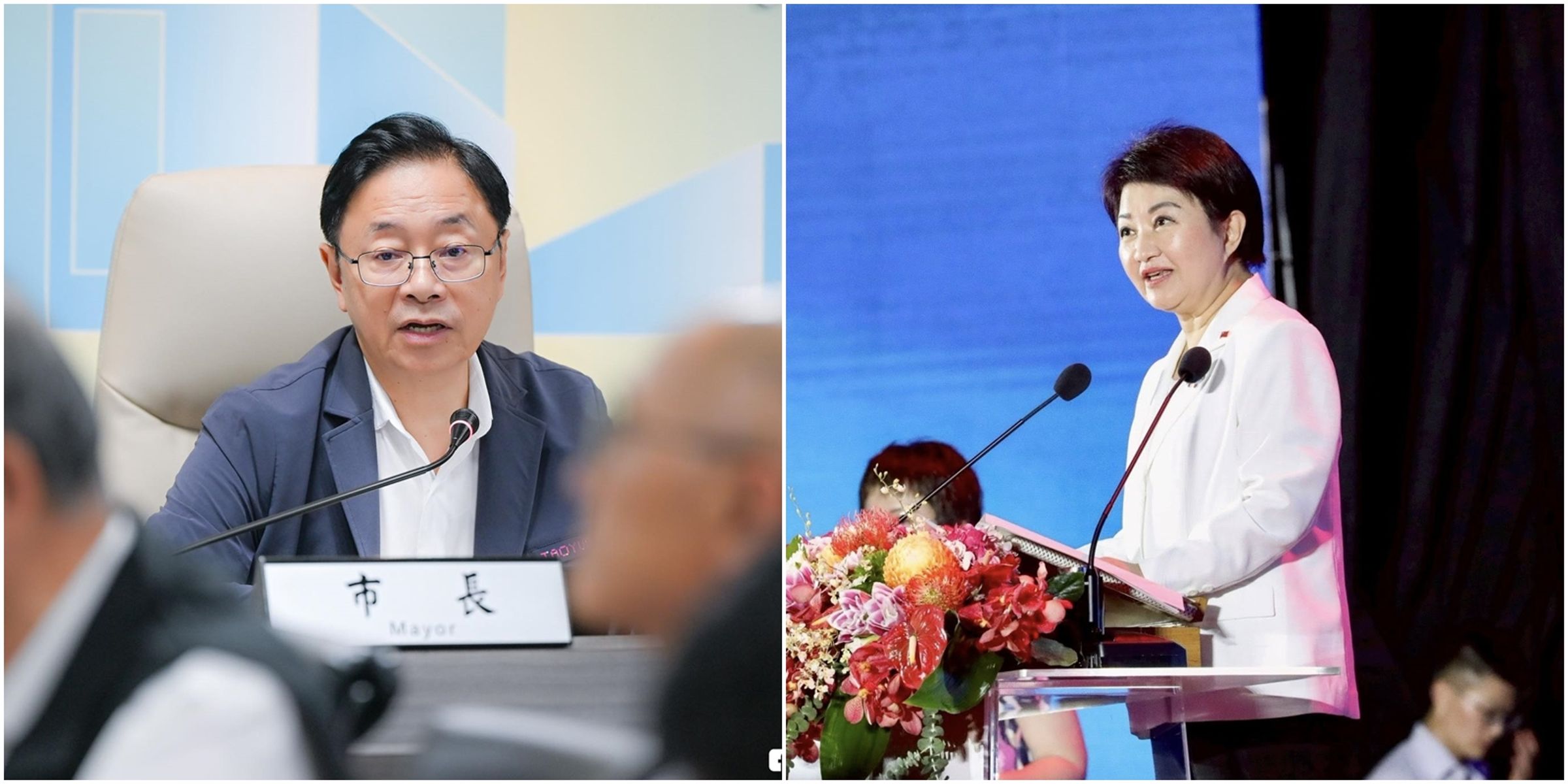 盧秀燕指出, 一定要中華民國國籍才能服務公職,無論哪一個國籍都不應服務公職;張善政則稱中央一直拿國籍法講中配參政資格,在法的層面是有問題的。(翻攝自臉書@張善政、盧秀燕)