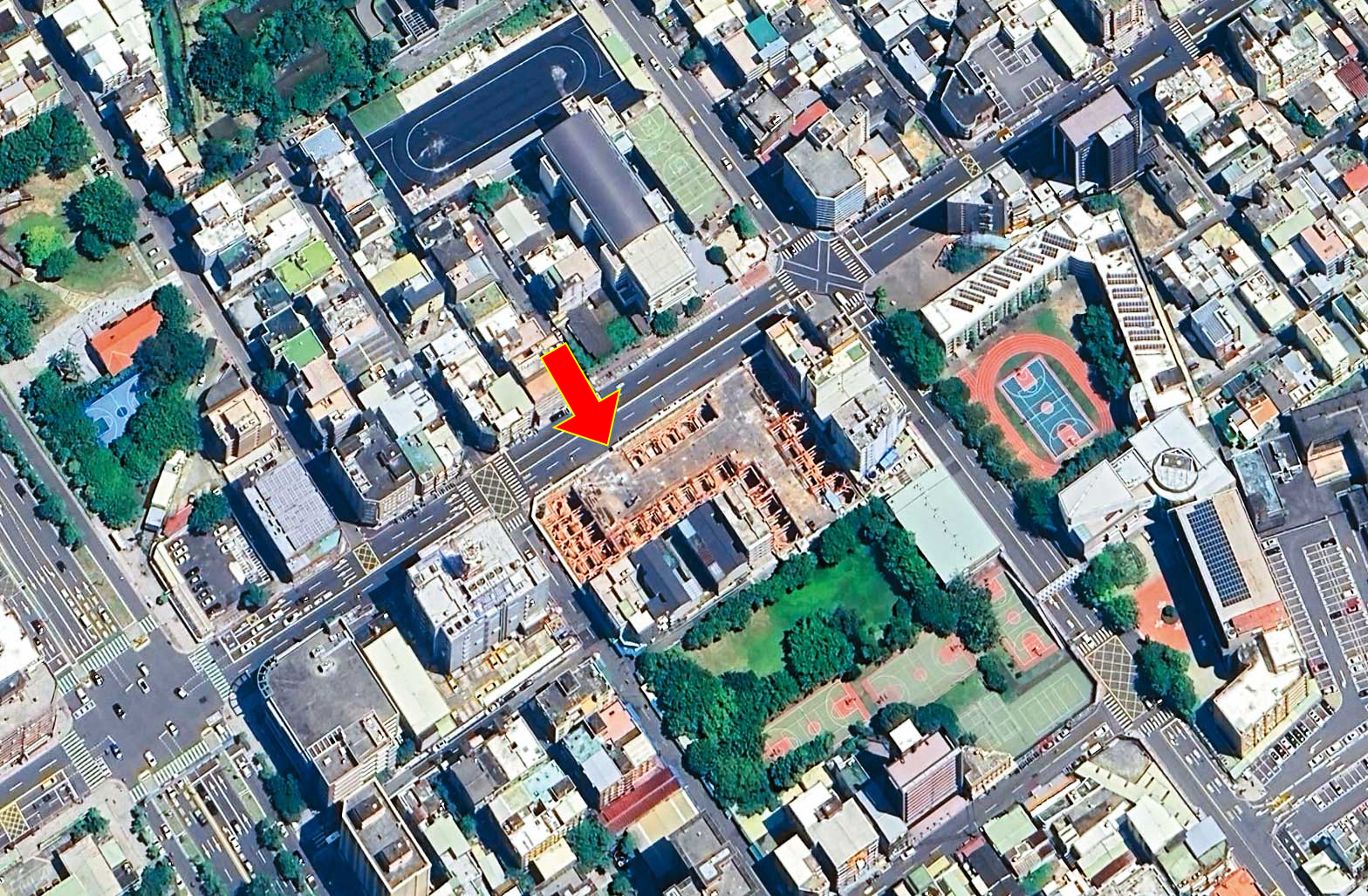 新竹市「復中段」都更案吸引宣明智父子的宣捷公司與華盛營造聯手參與，卻爆出糾紛。（翻攝Google Maps）