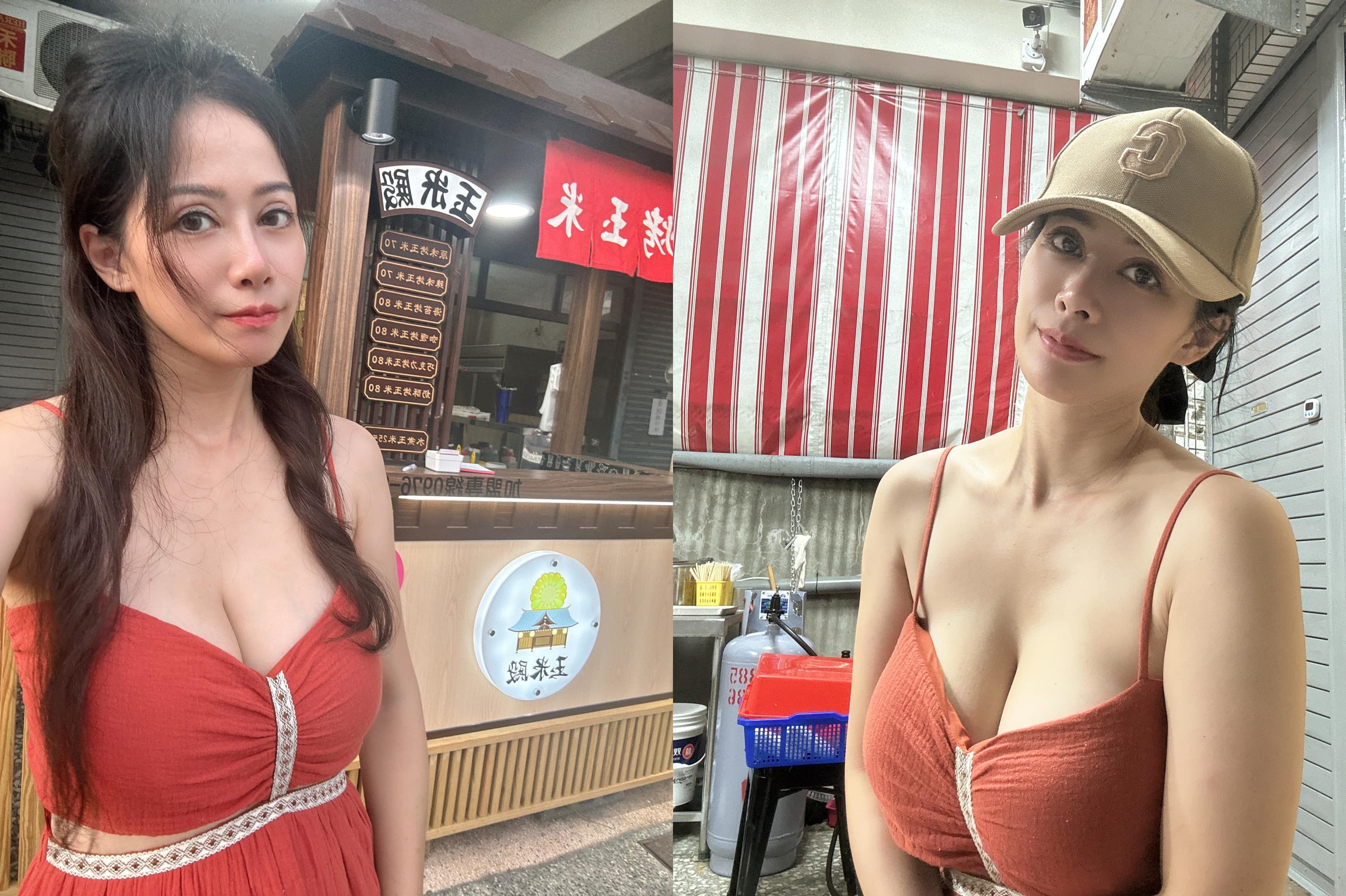 烤玉米攤老闆娘開幕沒多久，因為爆乳裝吸引許多顧客上門光顧。（翻攝張妘兒臉書）