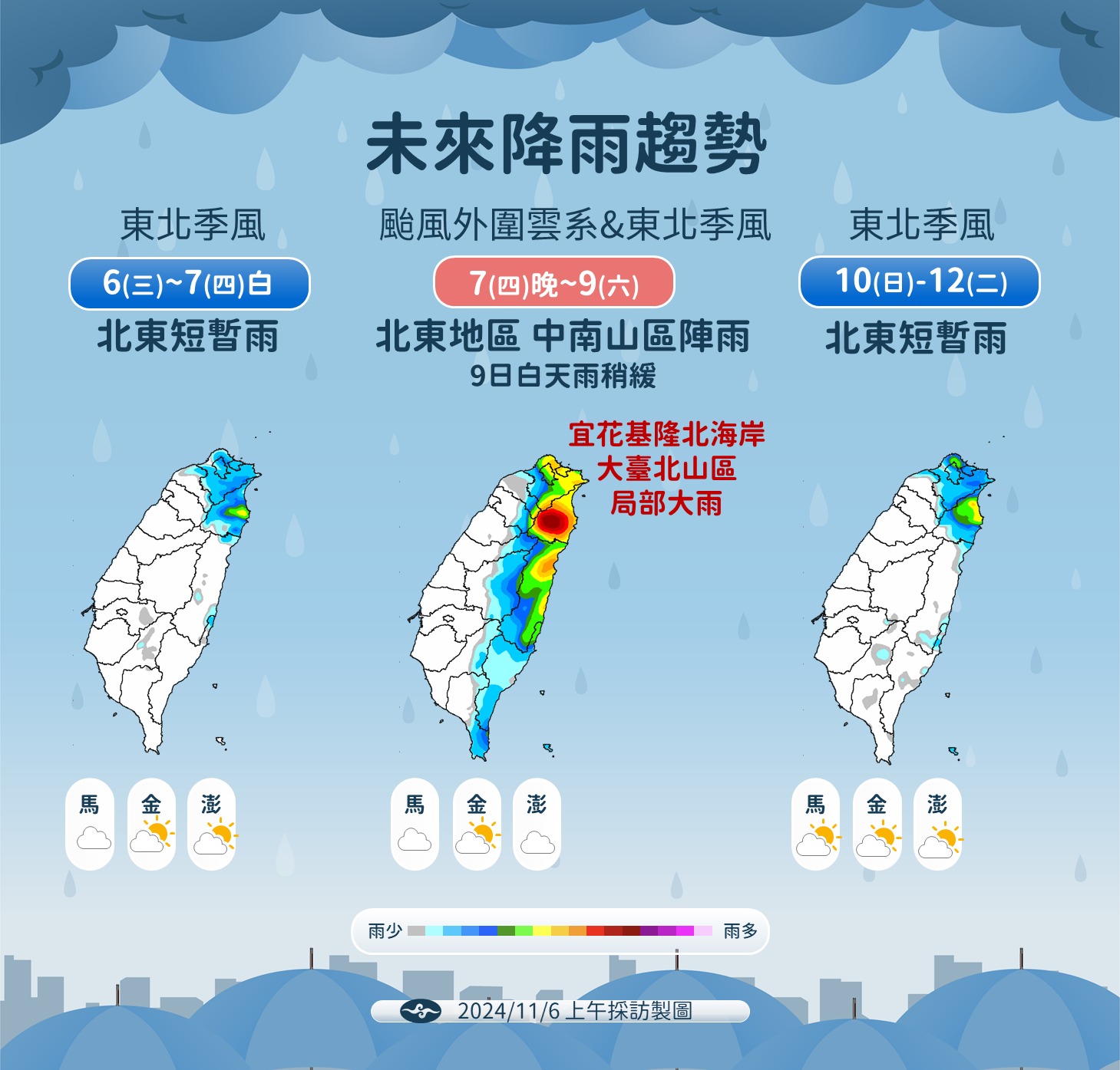 中央氣象署說明降雨預測。(中央氣象署提供)