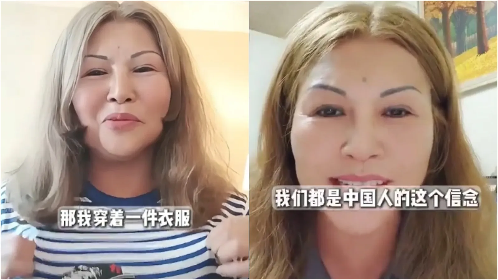 藍中常委何鷹鷺「穿上毛澤東」拍抖音引熱議。（翻攝抖音）