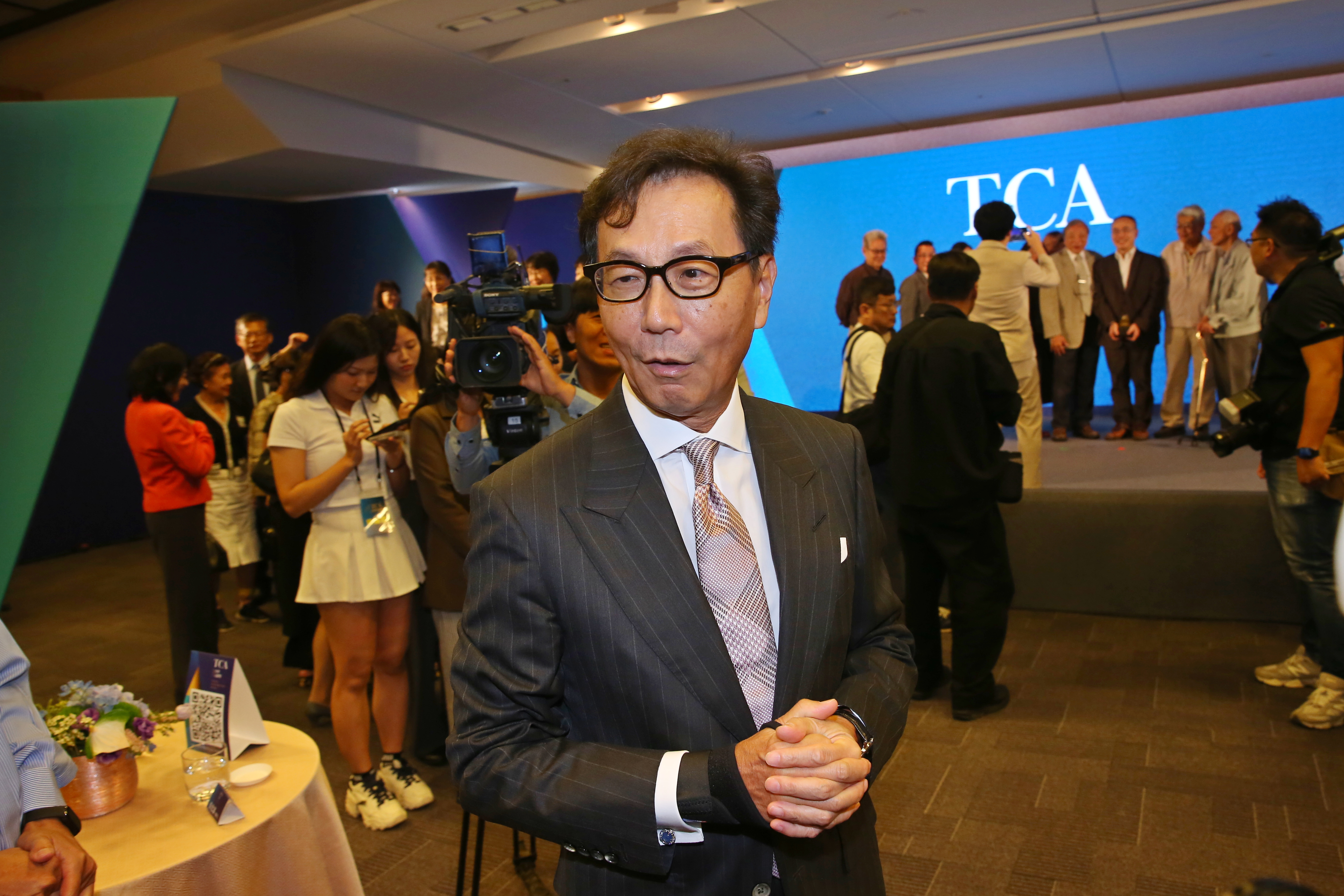 台灣大哥大董事長蔡明忠，回應颱風假議題。