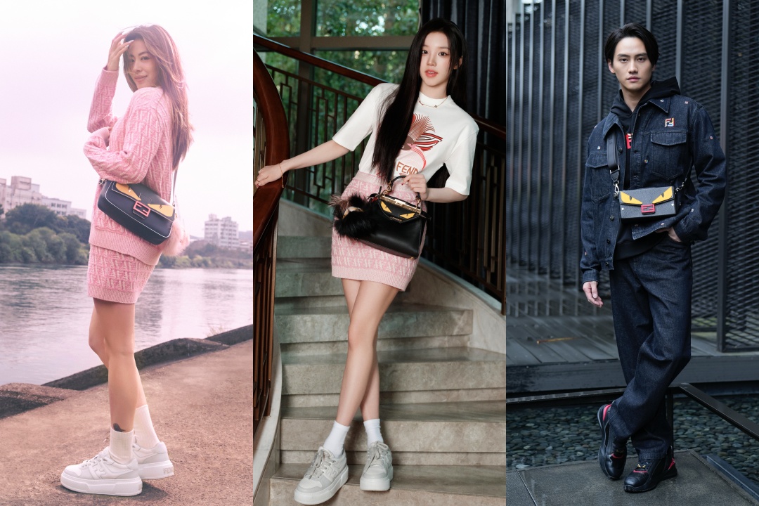 （左起）蔡詩芸、宋雨琦、范少勳都以FENDI Eyes限定系列作為新裝示範。（FENDI提供）