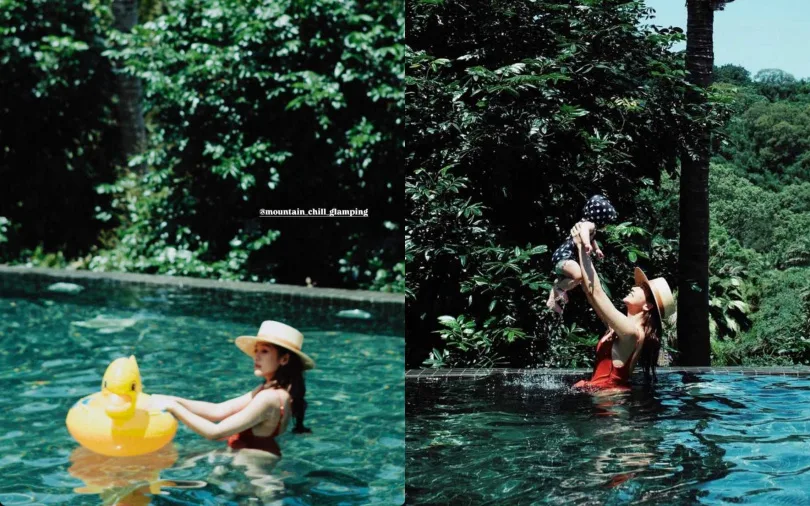 鬼鬼首次曬出母女戲水畫面。（翻攝自鬼鬼IG）