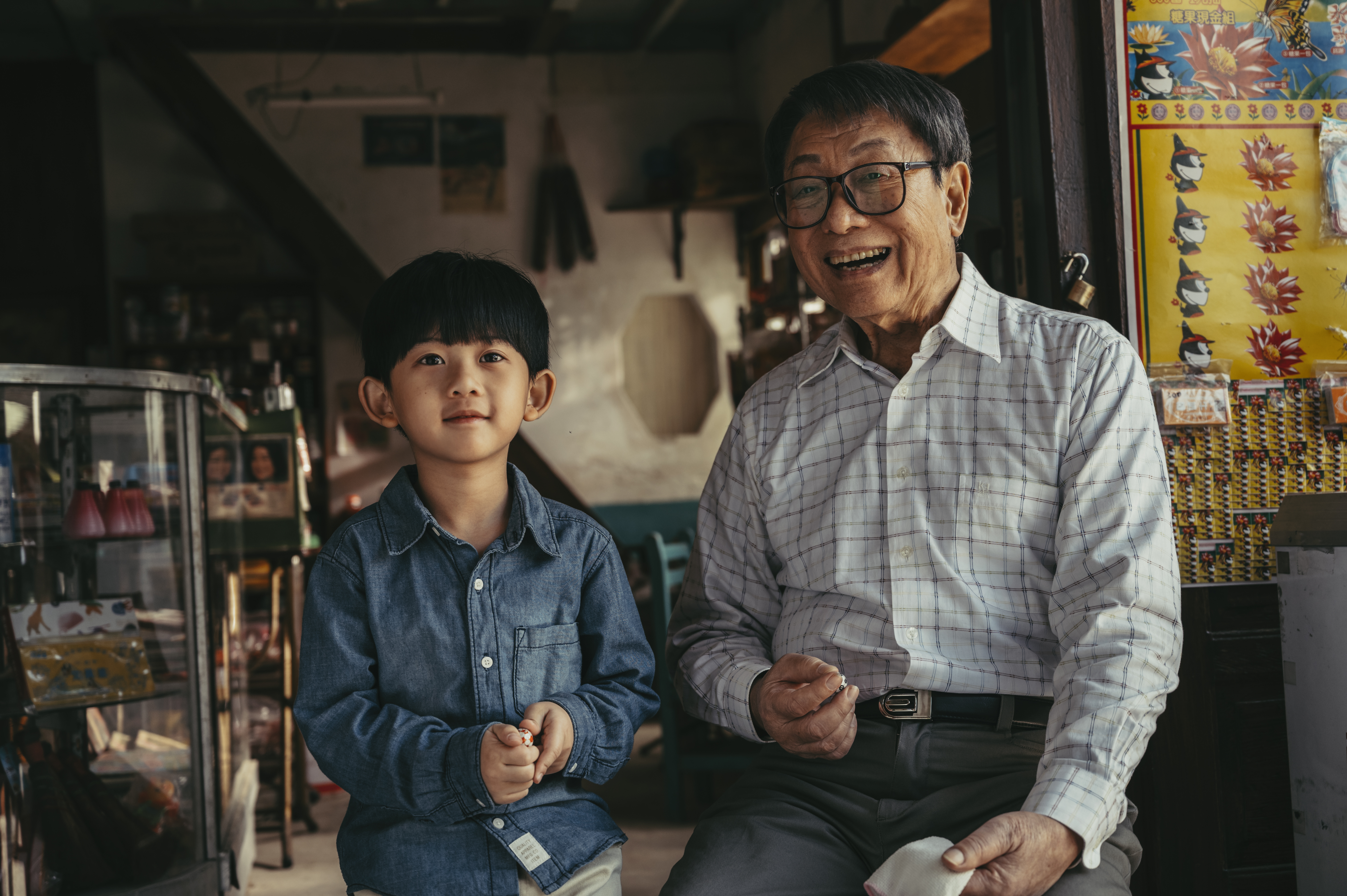 林義雄在電視劇《用九柑仔店》的祖孫情讓他成為國民阿公。（劇組提供）