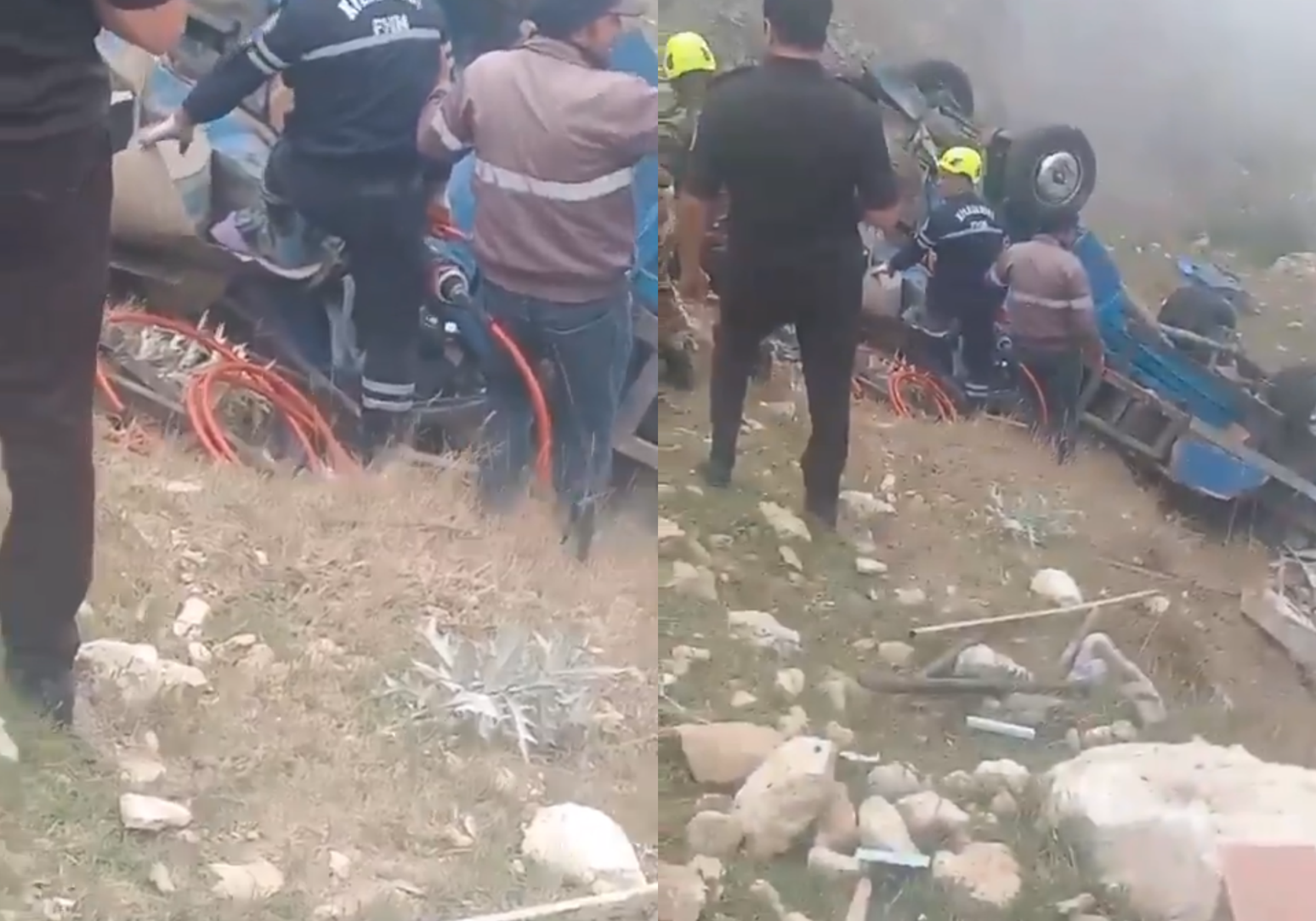 日網瘋傳車輛墜谷的事故畫面，怵目驚心。（翻攝X）