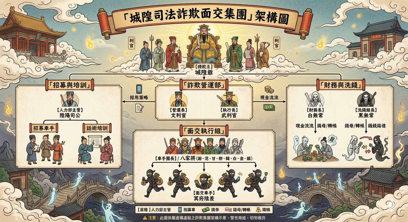 實景繪製詐欺集團組織圖。（刑事警察局提供）
