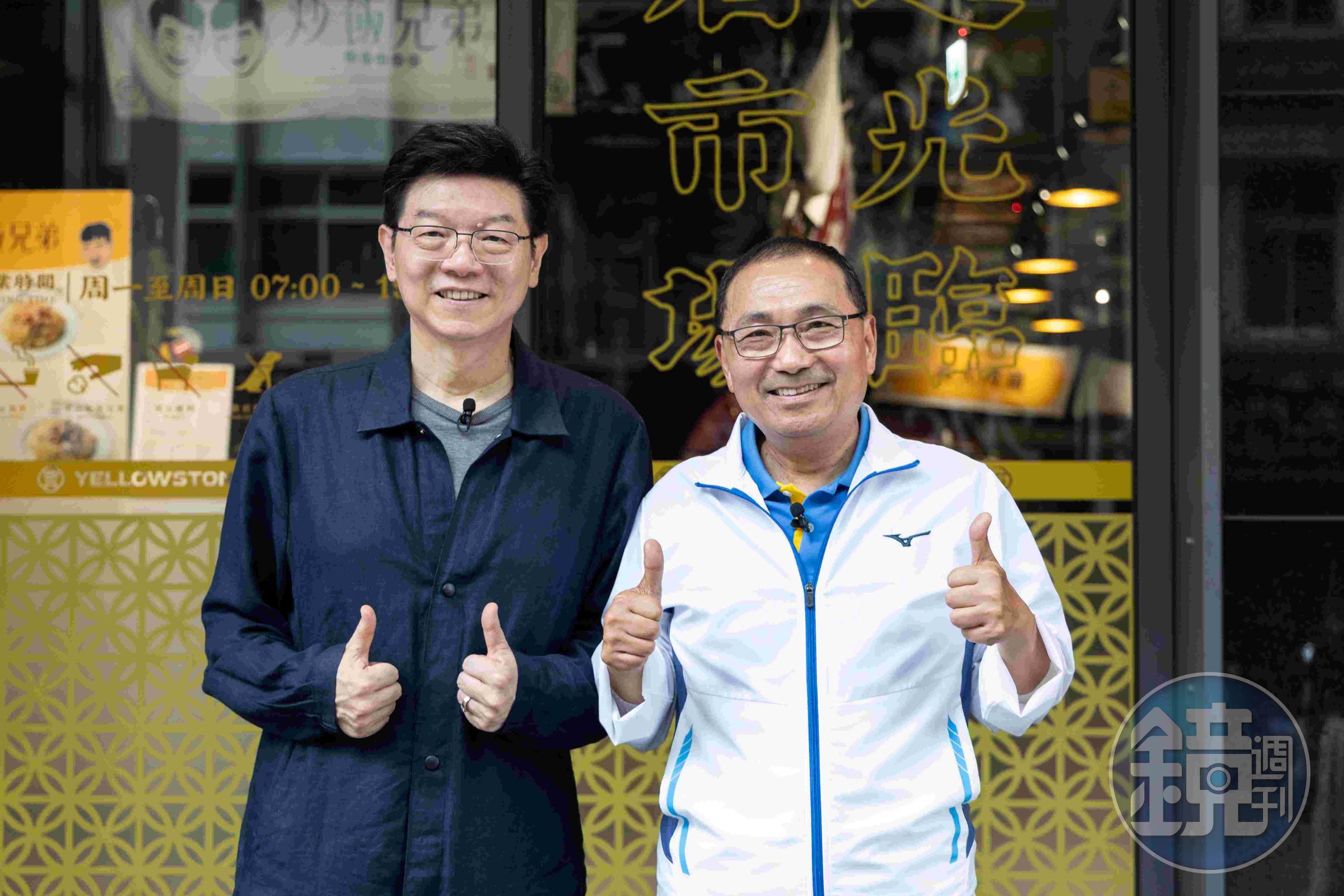 新北市長侯友宜（右）介紹的板橋愛店，裴社長（左）全都去吃了。