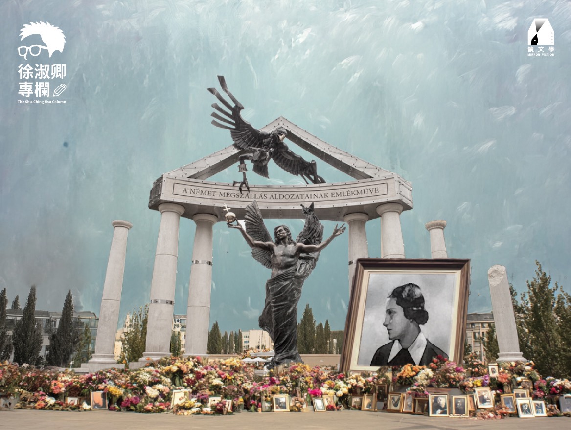 剛在4月12日大選中落敗的奧班政府，結束在匈牙利長達16年的統治。奧班執政期間，以紀念碑、博物館進行文化戰爭，蓄意操弄國家歷史記憶，以民族主義鞏固民眾對其政黨的支持。最典型的例子就是自由廣場上的「德國占領受害者紀念碑」。將匈牙利塑造成被納粹德國侵略的受害者，以抹除匈牙利政府迫害猶太人的共犯角色。民間為反制官方虛假敘事，於是以受害者的照片、生平與物品，成立「生命紀念碑」，其中包括在1944年被槍決的詩人漢娜·塞內什。（圖／陳克宇）