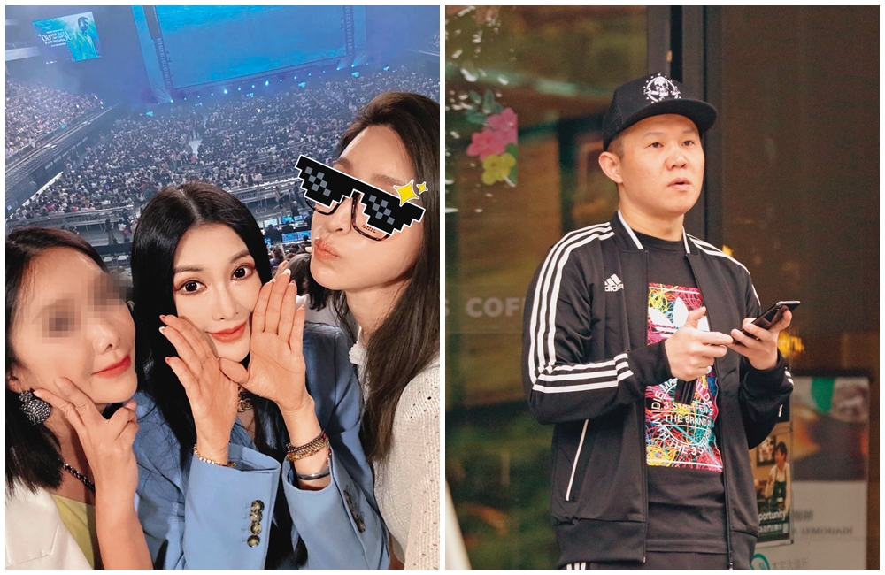 吳玟萱（左圖中，翻攝自吳玟萱臉書）po出去看張學友演唱會照片，神隱大半年的錢帥君（左圖右）以墨鏡圖案遮掩，也出現在照片中。錢帥君男友郭哲敏（右圖）目前仍被羈押中。