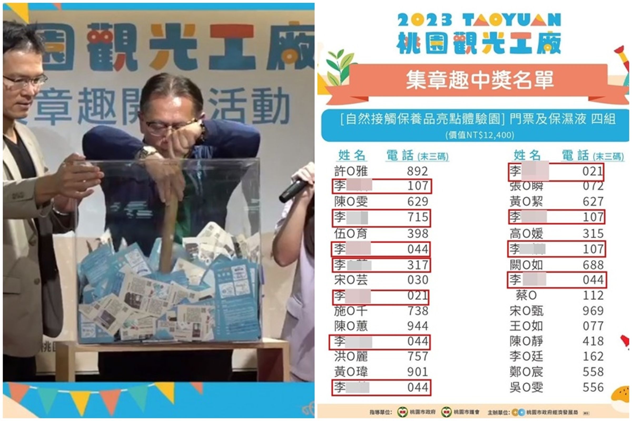 桃園觀光工廠促進發展協會因最會中獎的李家，被質疑抽獎公平性。（翻攝自桃園觀光工廠促進發展協會）