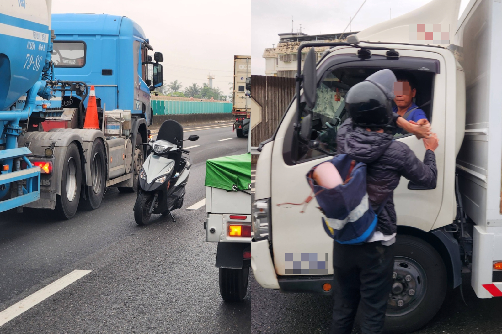 玩命關頭?火爆騎士逆向飆國道擋路中 「大戰貨車司機」驚險畫面曝