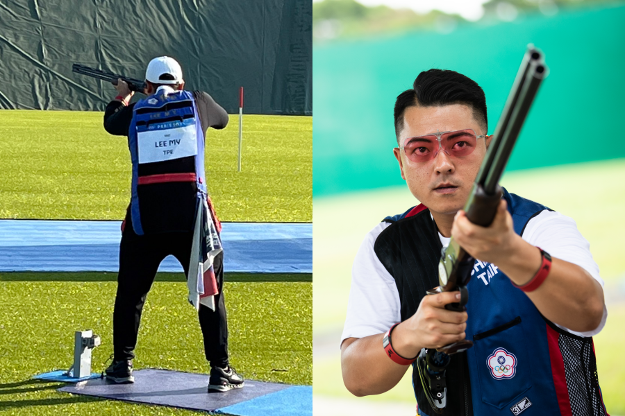「射擊金童」李孟遠昨日在定向飛靶項目為我國射下一面銅牌，也是台灣史上第一面射擊獎牌。（左圖為中華奧會提供）