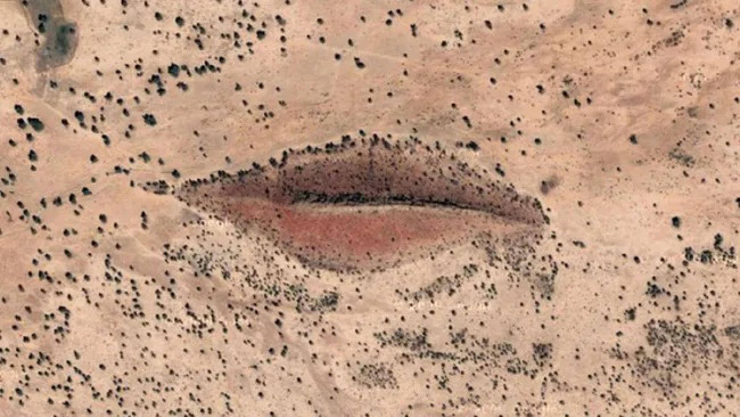 2012年，1張由Google Earth衛星拍攝的照片，外觀酷似人類的嘴唇。（翻攝畫面）