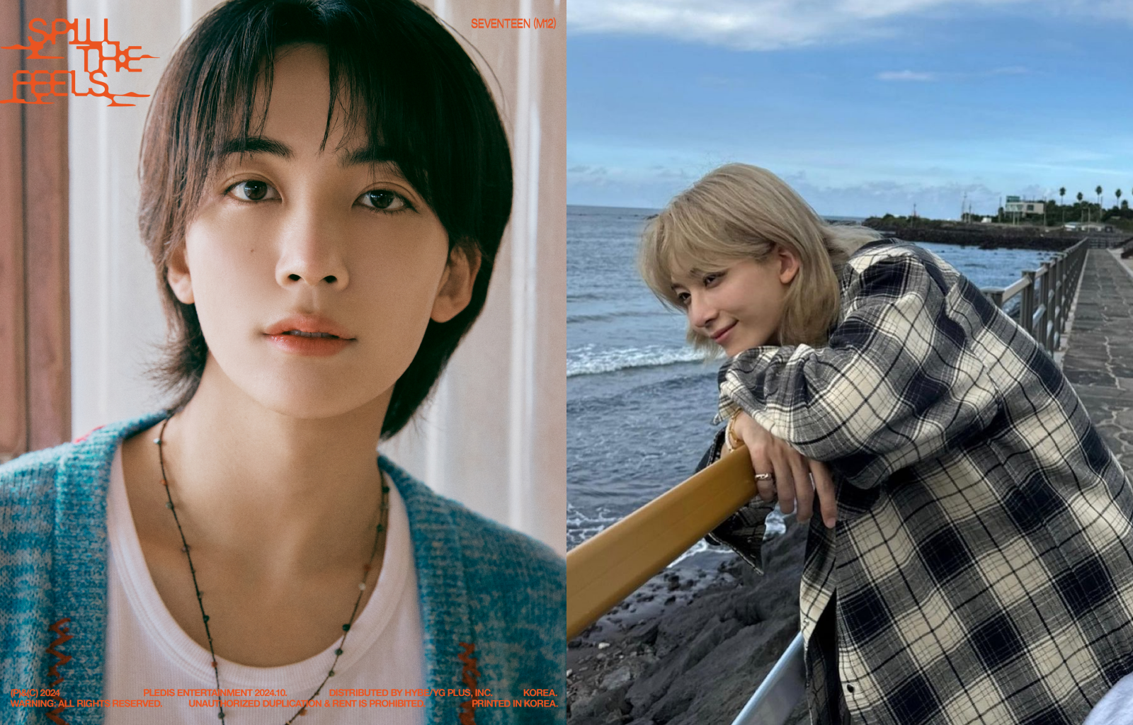 SEVENTEEN成員淨漢（圖）於今日正式入伍服役。（合成圖，左翻攝X@pledis_17、右翻攝Instagram@jeonghaniyoo_n）