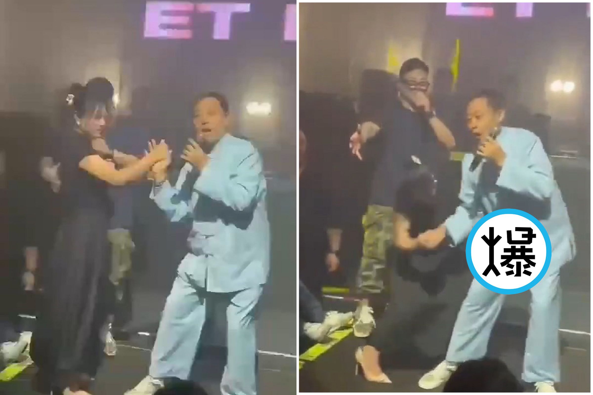 馬保國表演武術慘遭妹子「擒鳥」，捏爆下體這招太狠了。（翻自X平台）