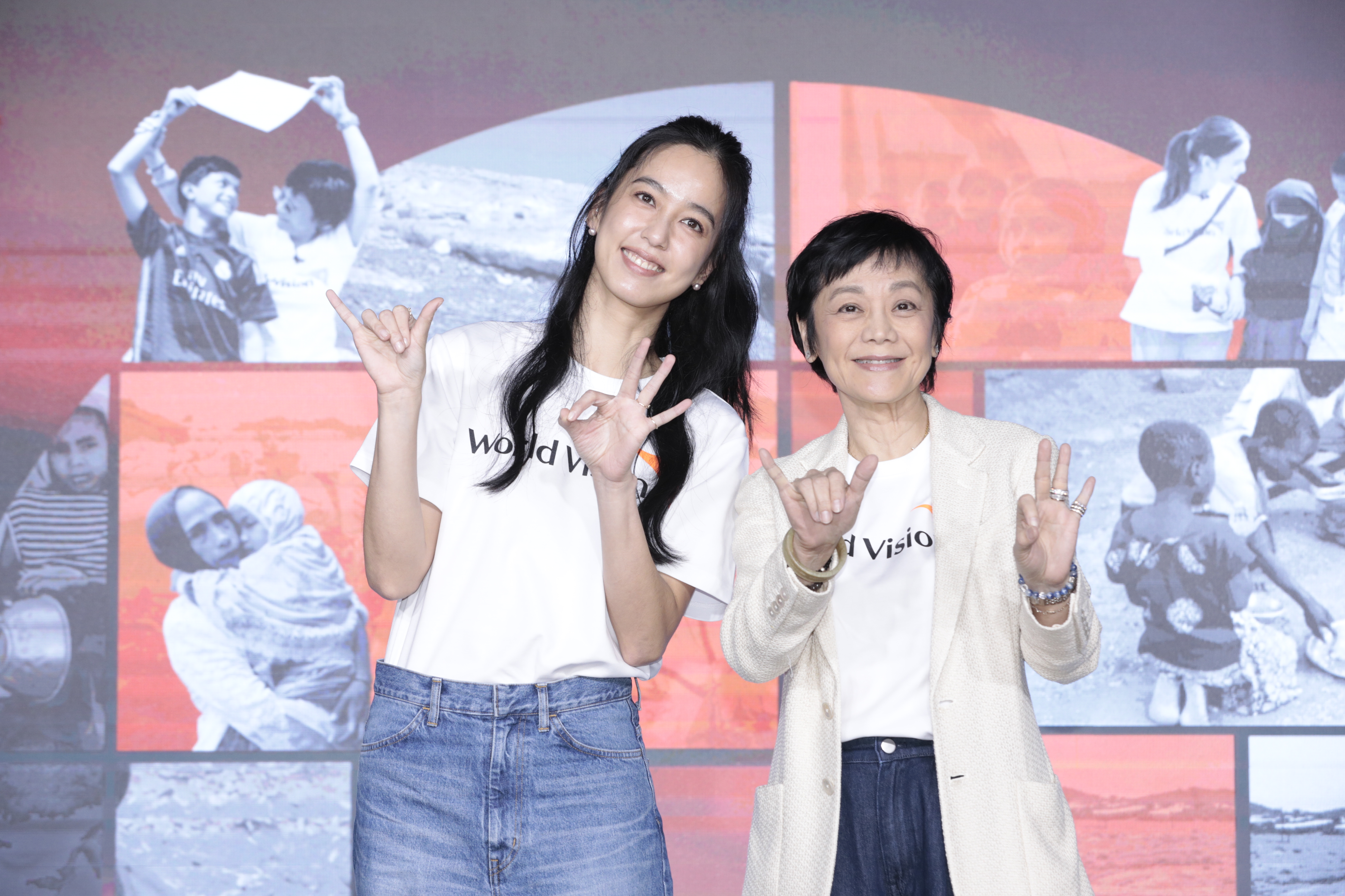 張艾嘉與陳庭妮出席世界展望會「飢餓三十人道救援行動」記者會，2人之前一起去了震災後的花蓮探訪。