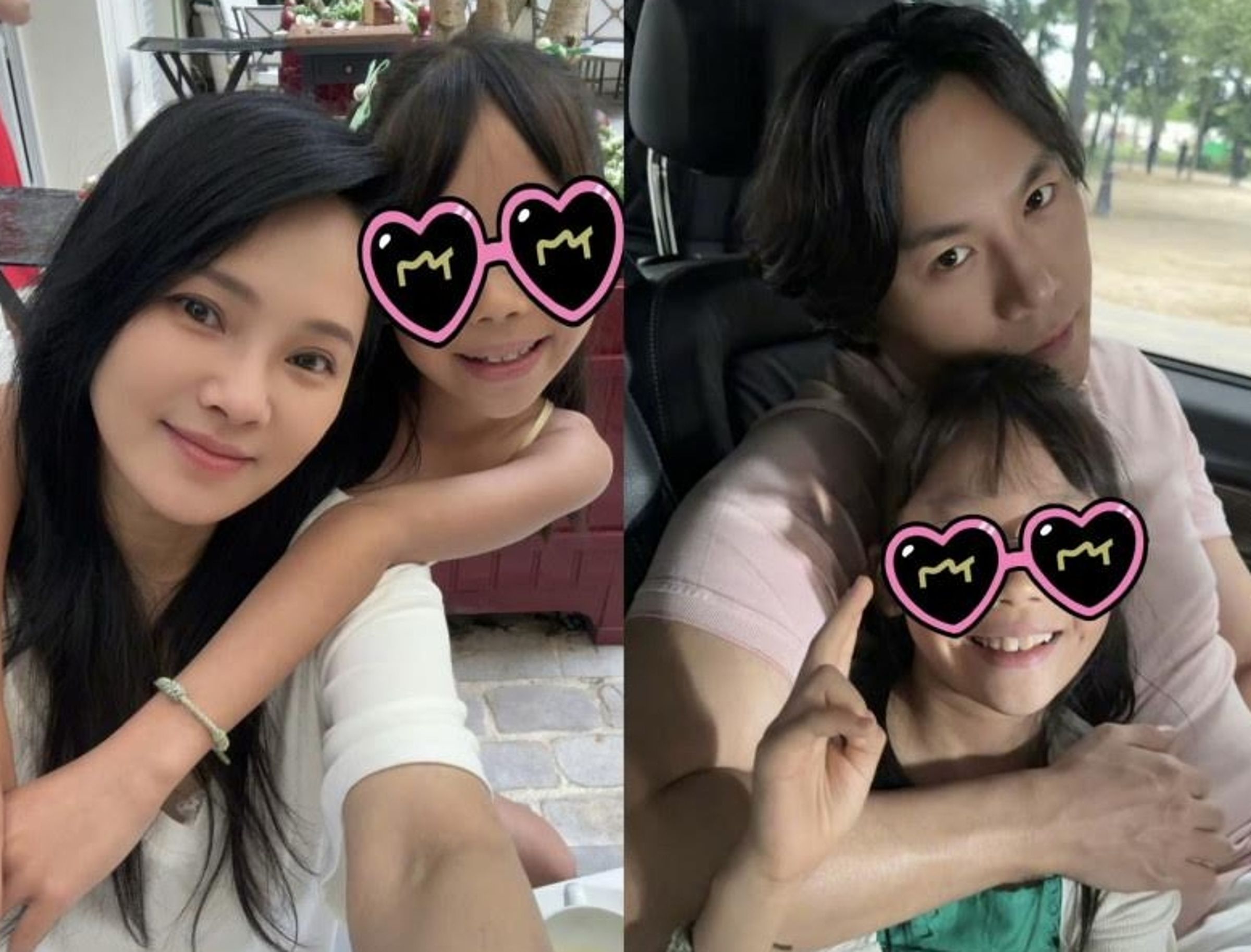 夫妻倆也各自跟愛女合照。(微博)