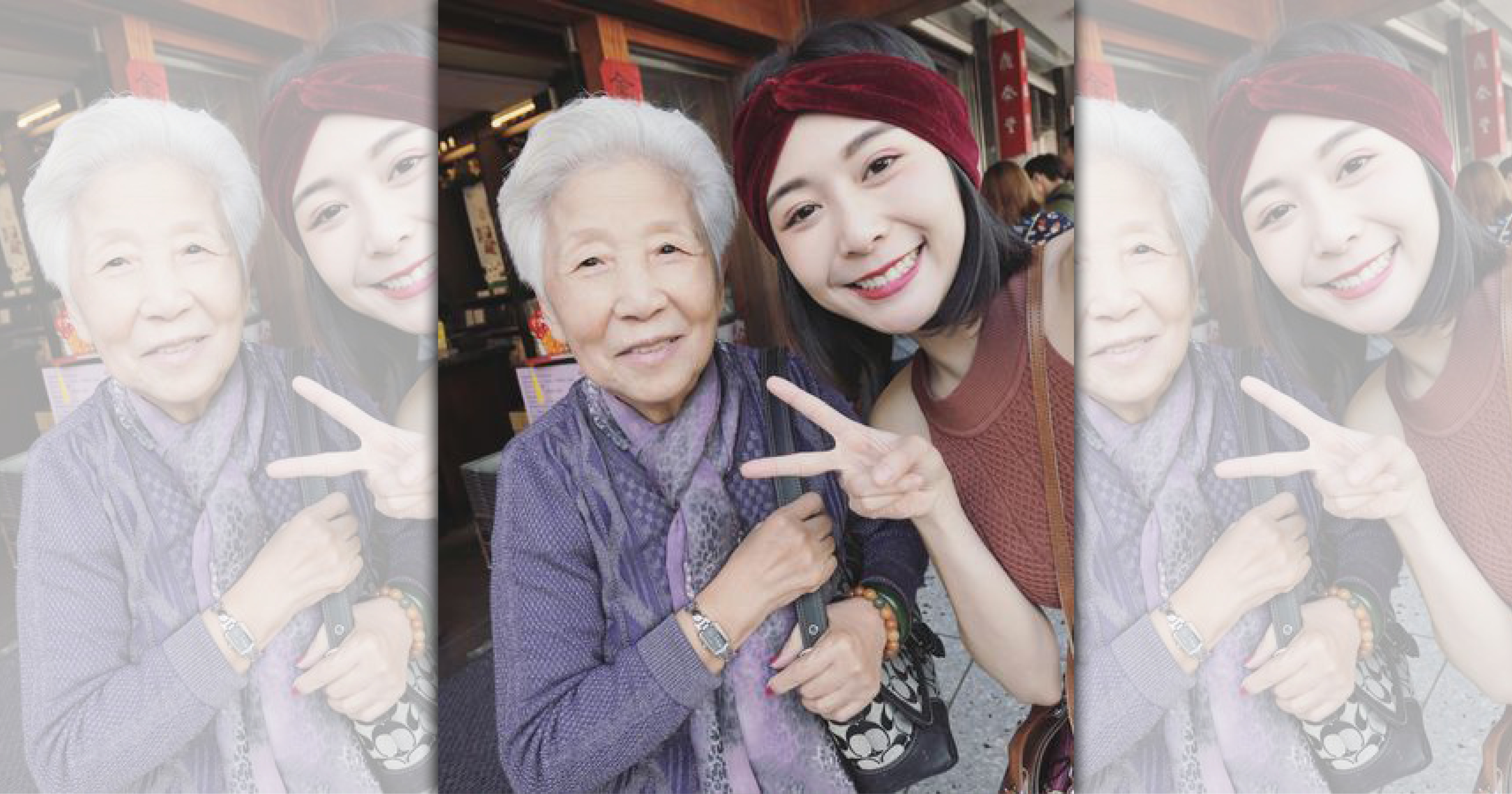 Albee和外婆的合照相當溫馨。（翻攝自Albee臉書）