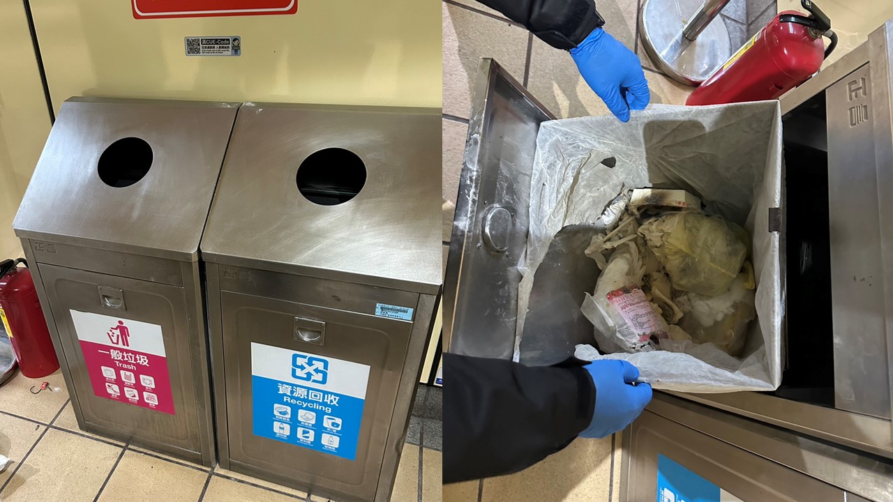 15歲少年涉捷運頂溪站縱火「燒衛生紙丟垃圾桶」。（警方提供）