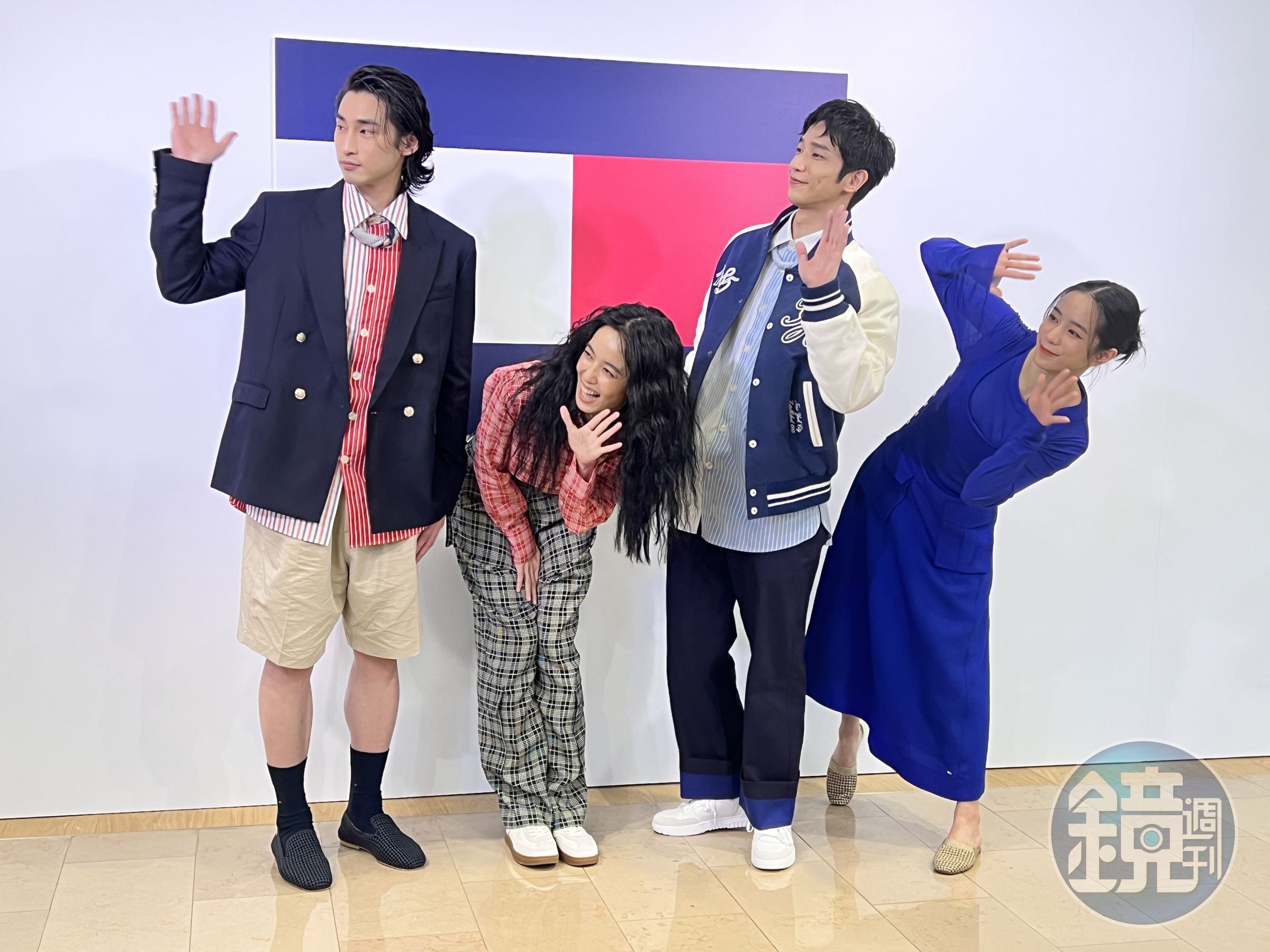 (左起)章廣辰、陳庭妮、劉以豪與温貞菱出席TOMMY HILFIGER台北101開幕活動。