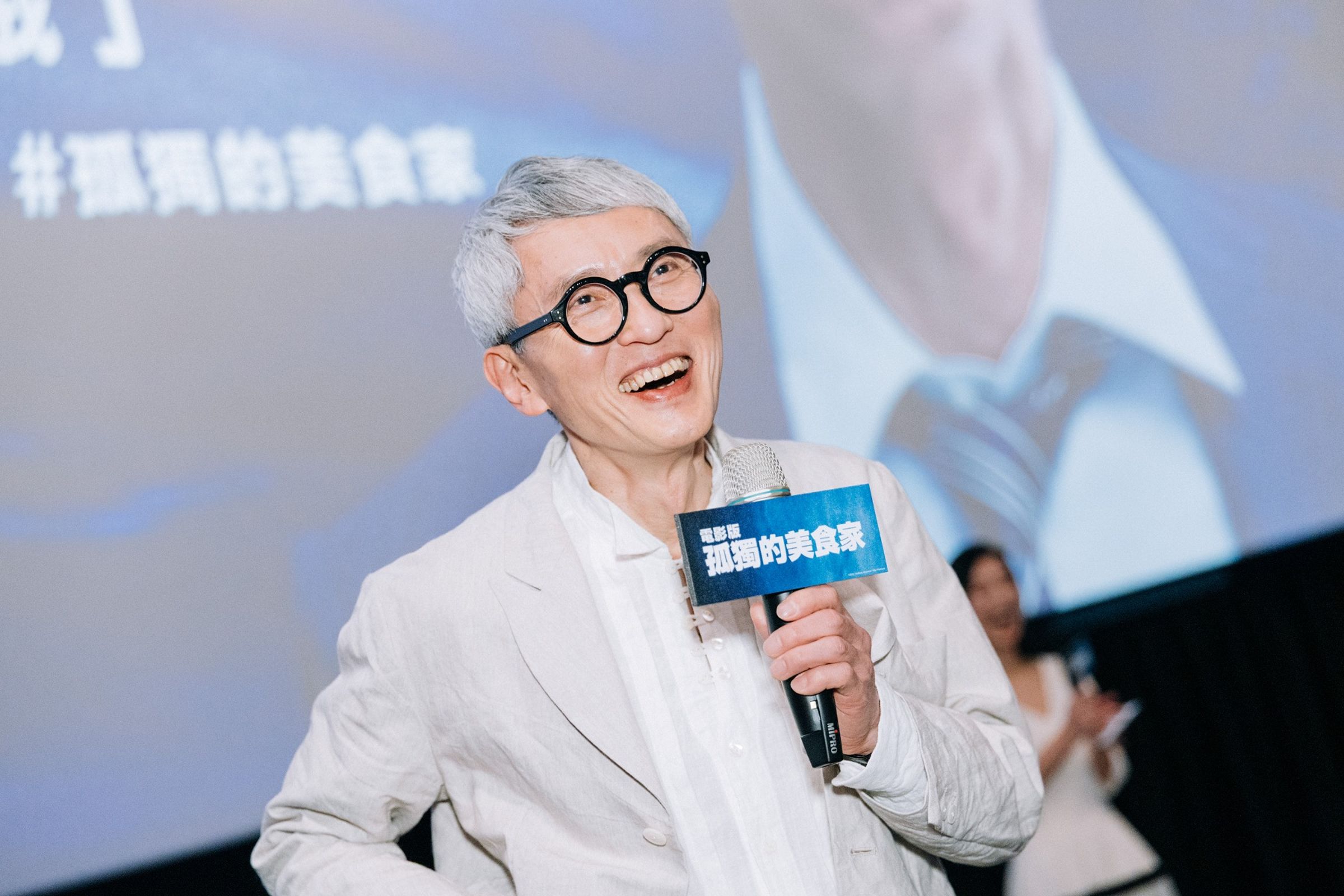 松重豐昨(7日)在《電影版孤獨的美食家》VIP首映會回答小朋友提問,非常開心。(采昌國際多媒體提供)