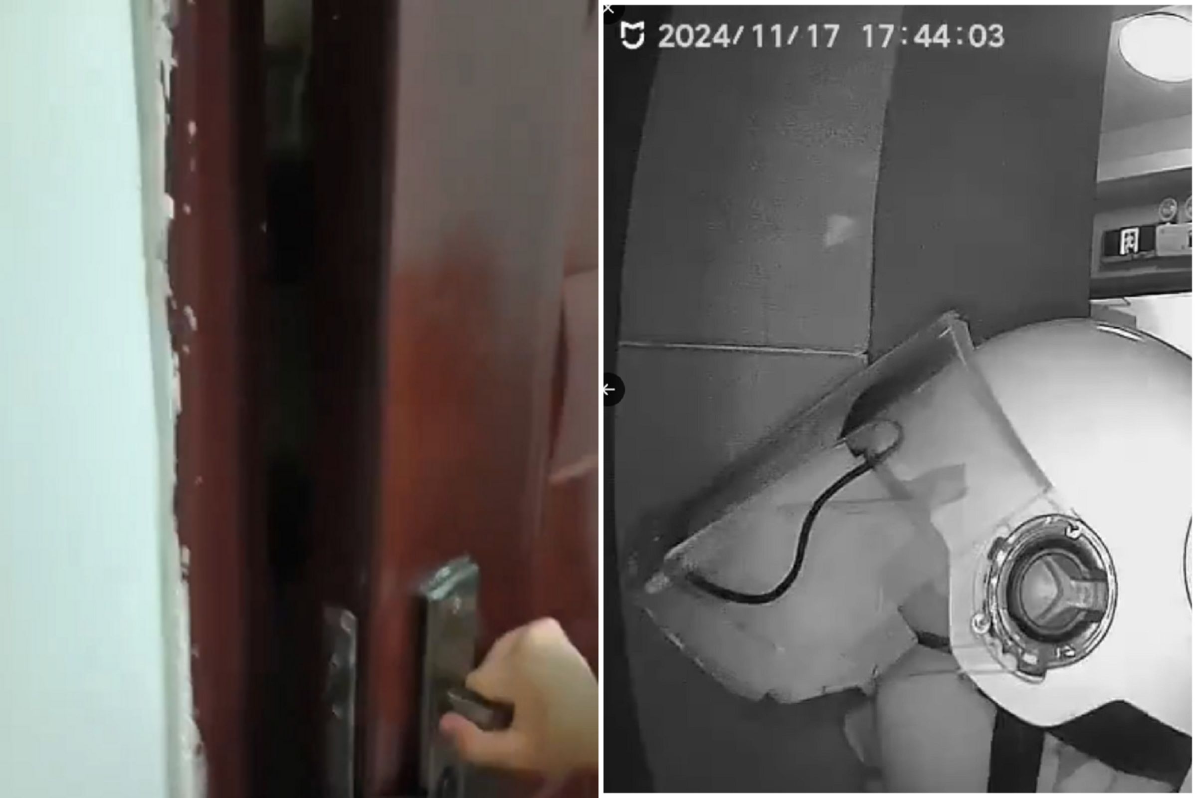 恐怖影片曝光!中國外送員被投訴遭扣薪,持刀闖顧客民宅欲行凶。(翻自X平台)