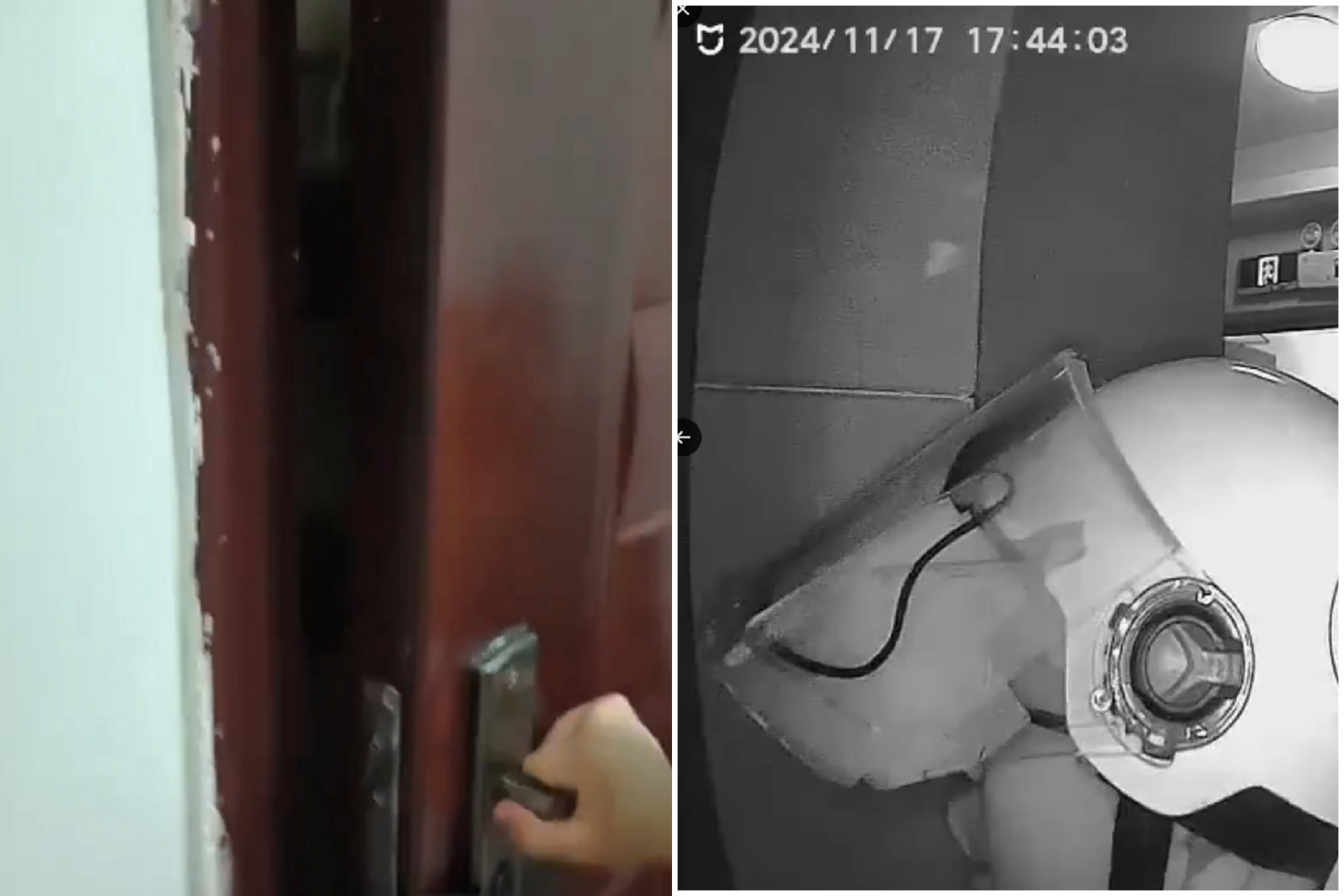 恐怖影片曝光！中國外送員被投訴遭扣薪，持刀闖顧客民宅欲行凶。（翻自X平台）