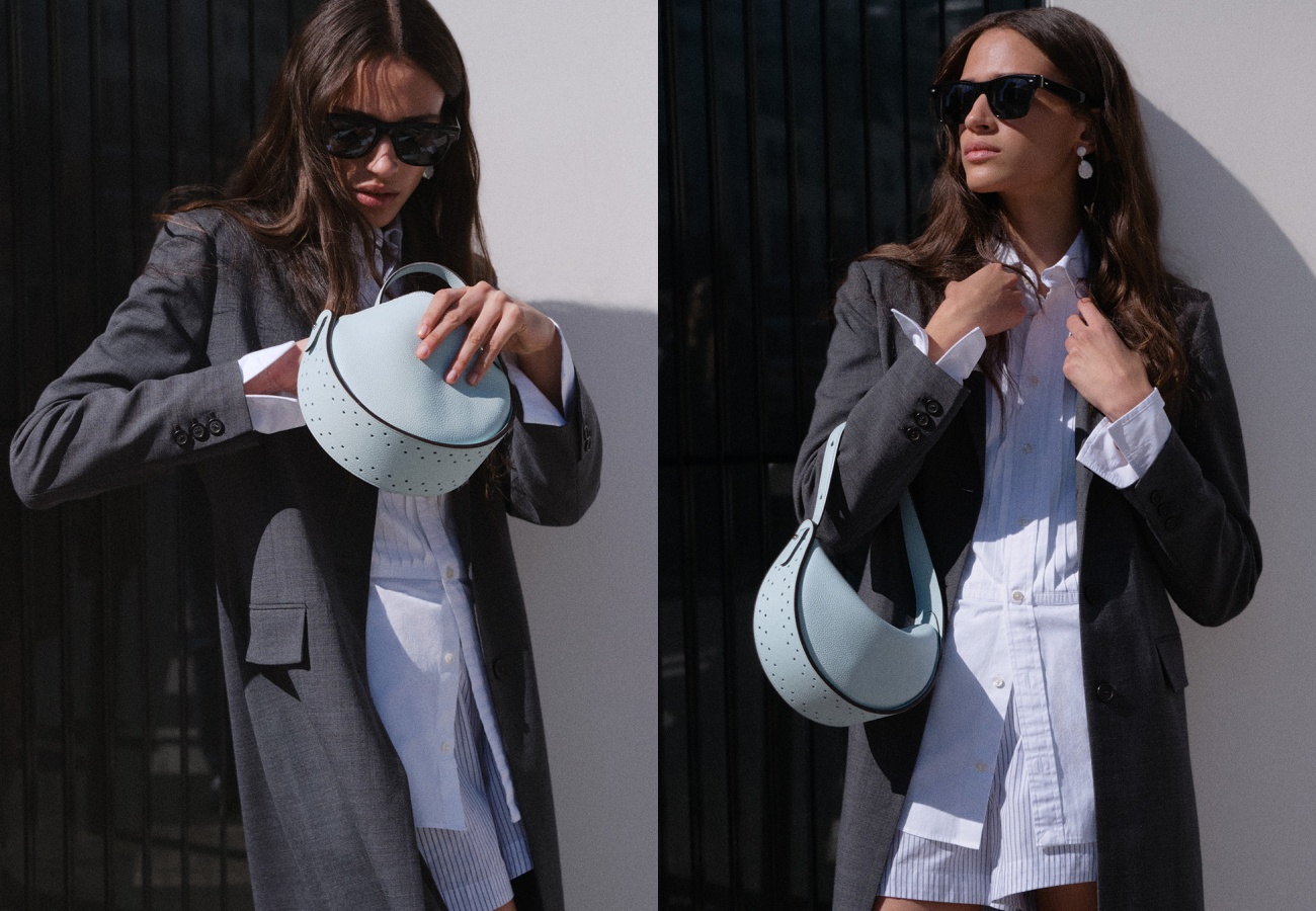 DELVAUX青瓷藍色Pin Pon。NT$93,700（美之心提供）