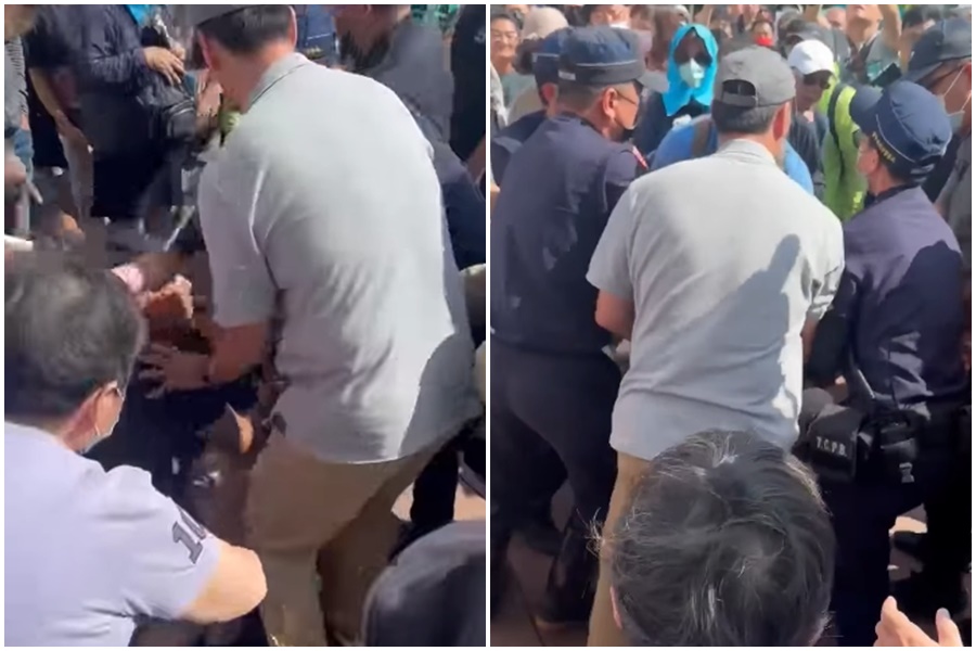 青鳥行動528串聯台中站爆發肢體衝突。（翻攝自補教人蔘臉書）