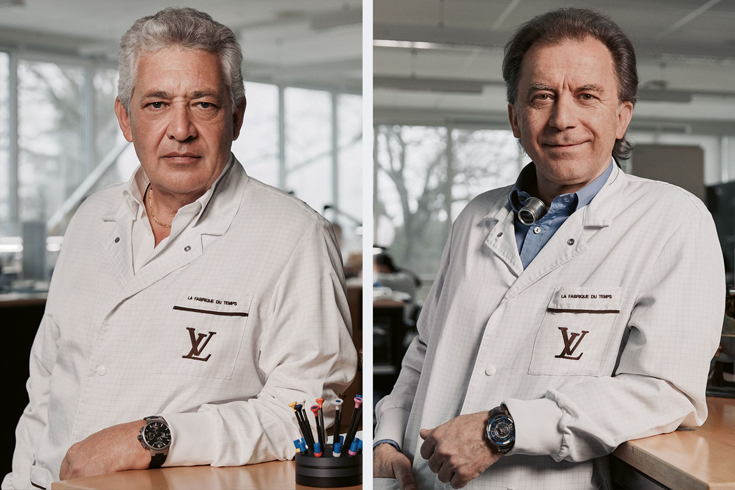 La Fabrique du Temps 機芯廠的兩位創辦人 Michel Navas（右）與 Enrico Barbasini（左）。