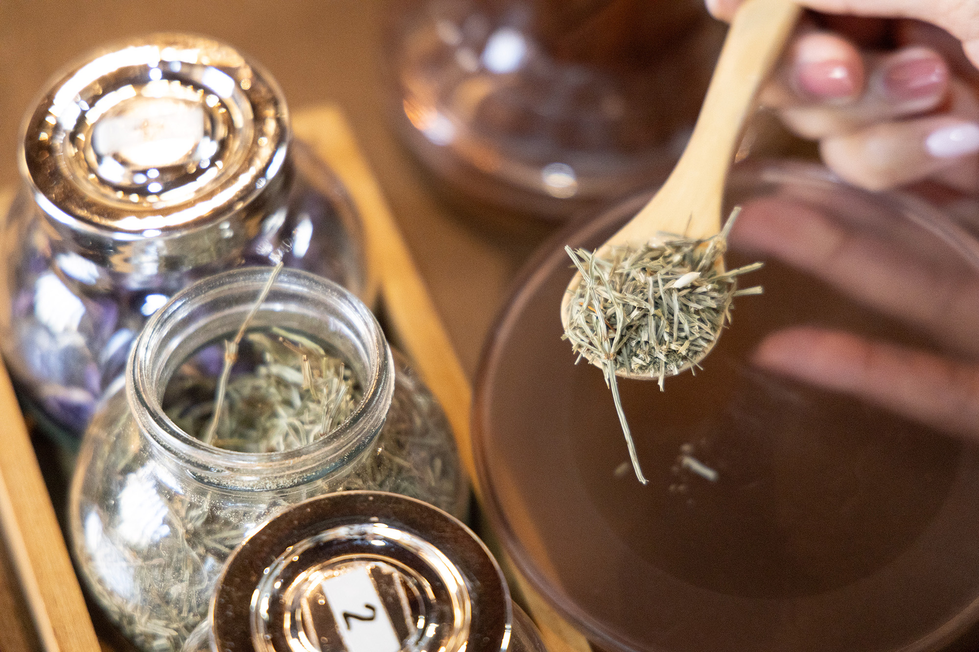 開始泡茶前，藥草老師會先介紹每種藥草不同的功能。