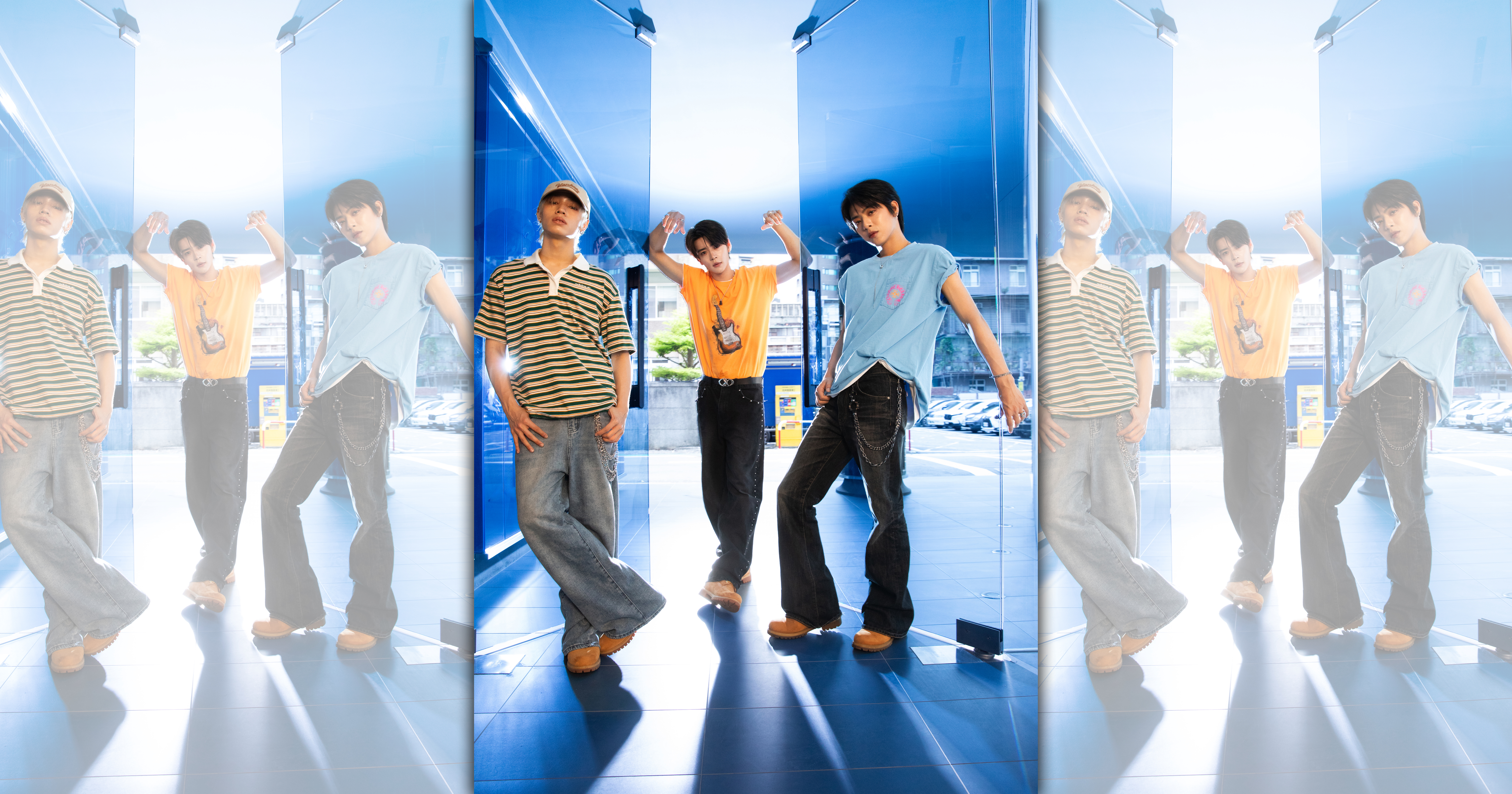 SEVENTOEIGHT在韓國音樂節目出道打歌，帝翁（左起）、學駿與麒文說與K-pop團體同台讓他們超興奮，也體認到必須更加努力，向前輩看齊。