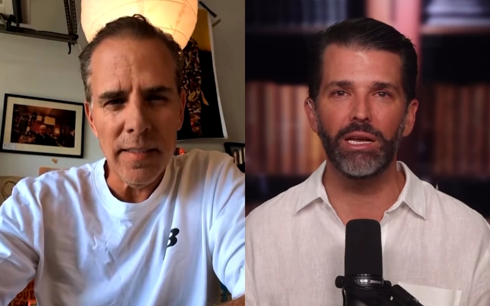 杭特拜登（左）向小唐納川普（右）及艾瑞克川普下戰帖。（翻攝自Instagram）