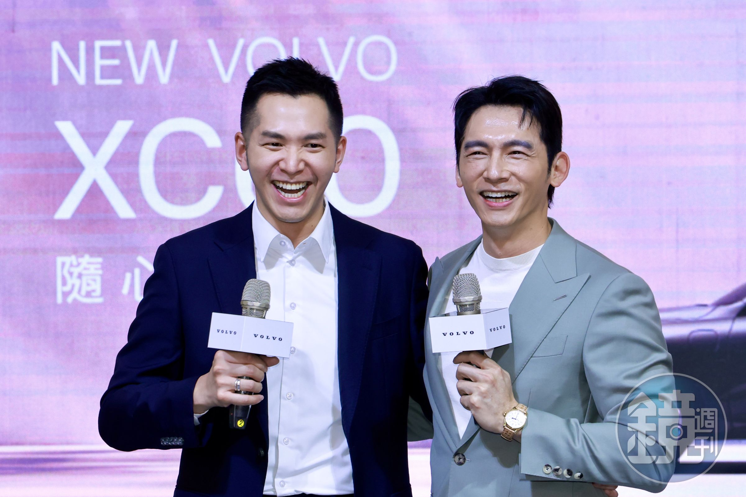 VOLVO 國際富豪汽車總裁林裕凱今（23）日宣布 New XC60上市，會中與品牌好朋友温昇豪大玩撞臉梗。