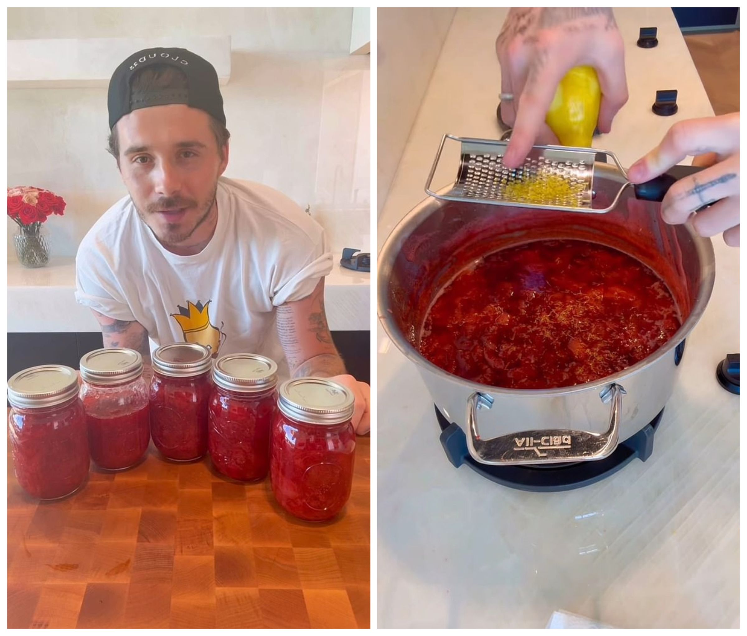 布魯克林分享製作草莓果醬的影片。(翻攝brooklynpeltzbeckham IG)