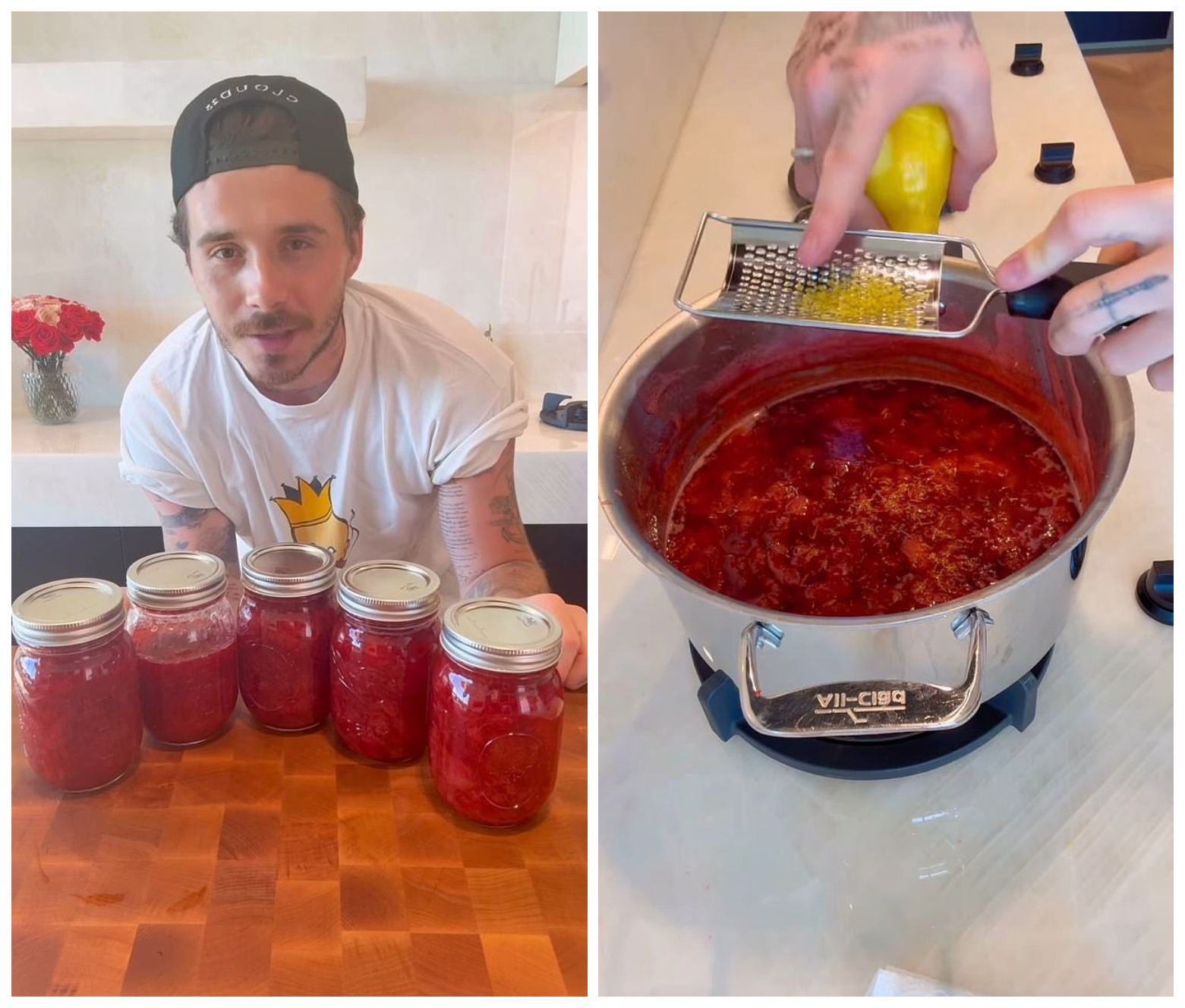 布魯克林分享製作草莓果醬的影片。（翻攝brooklynpeltzbeckham IG）