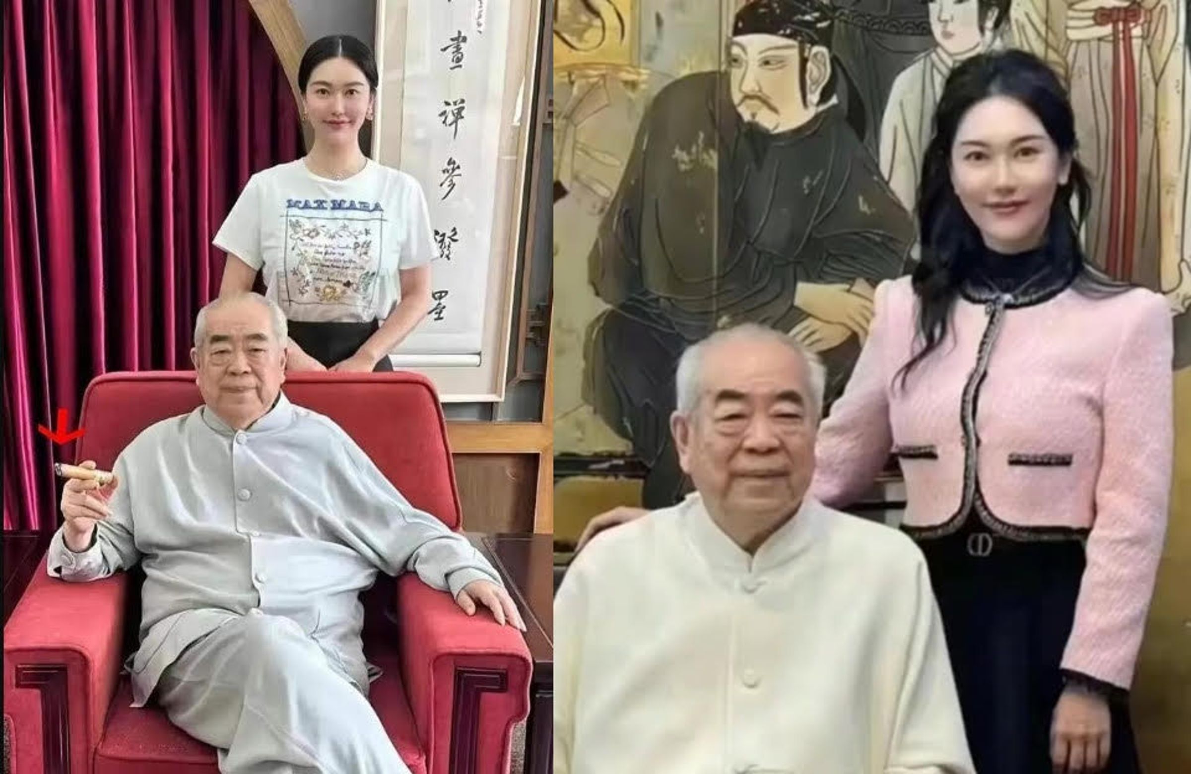 中國國寶級書畫家范曾再婚36歲嫩妻徐萌,近日驚傳徐萌疑外遇,甚至聯手情夫盜賣范曾的書畫與收藏品。(翻攝微博)