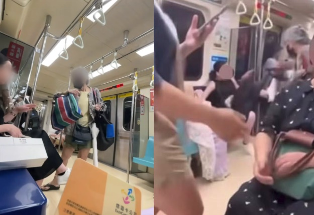 近日在北捷上爆發衝突的影片，有了新的視角。（翻攝自記者爆料網、threads@queen7_910）