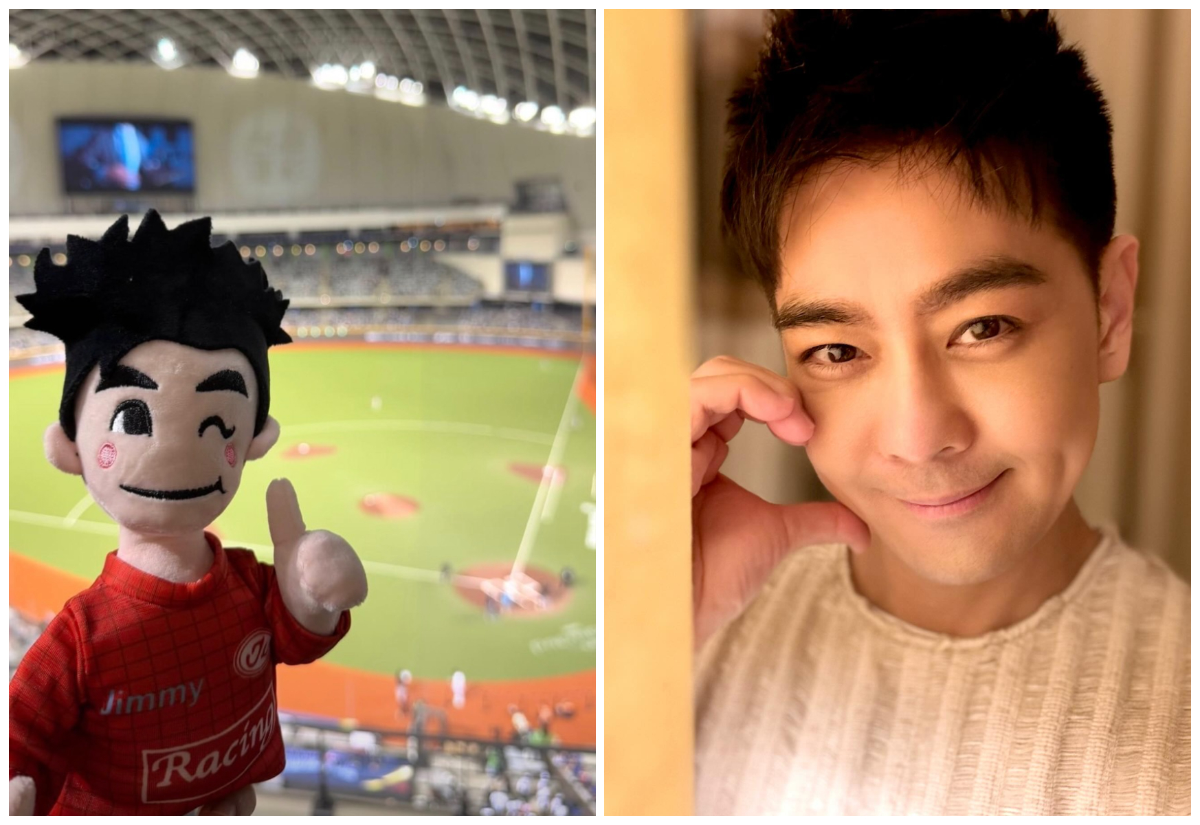 林志穎到大巨蛋觀賽台灣對古巴比賽。（翻攝林志穎臉書）