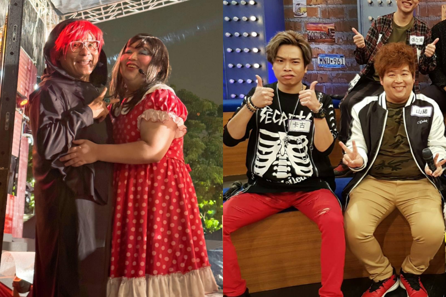 諧星山豬(左圖右、右圖右)過世,過去合作過的許效舜(左圖左)和卡古(右圖左)都發聲。(翻攝自許效舜的筍絲團、山豬 陳俊甫臉書)