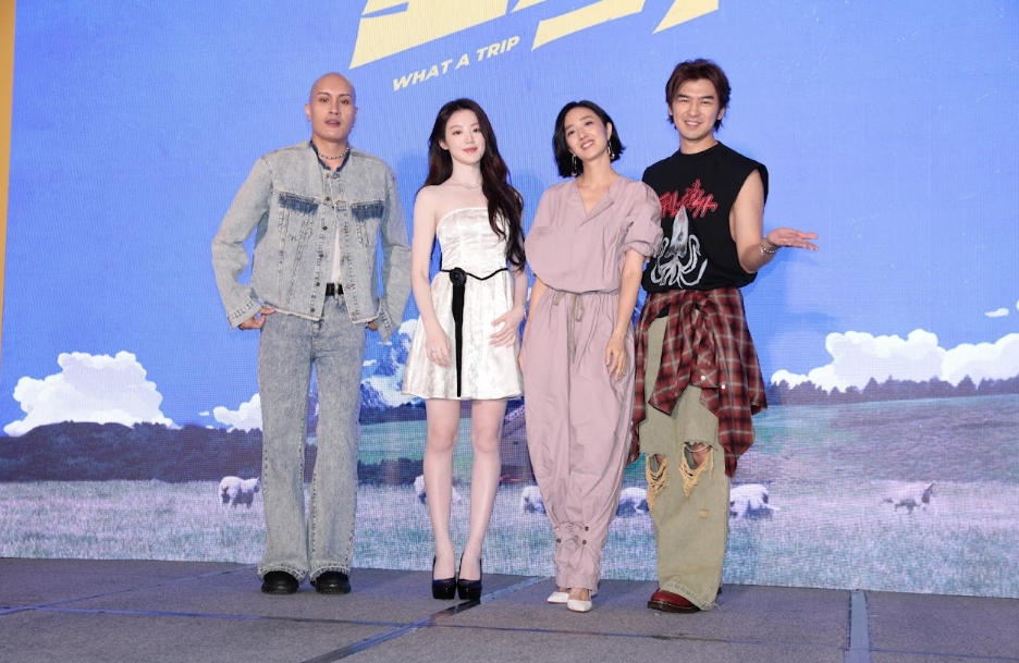 陳柏霖和桂綸鎂、葉舒華、黃宣一起為遠赴紐西蘭拍攝的《出去一下》上檔造勢。