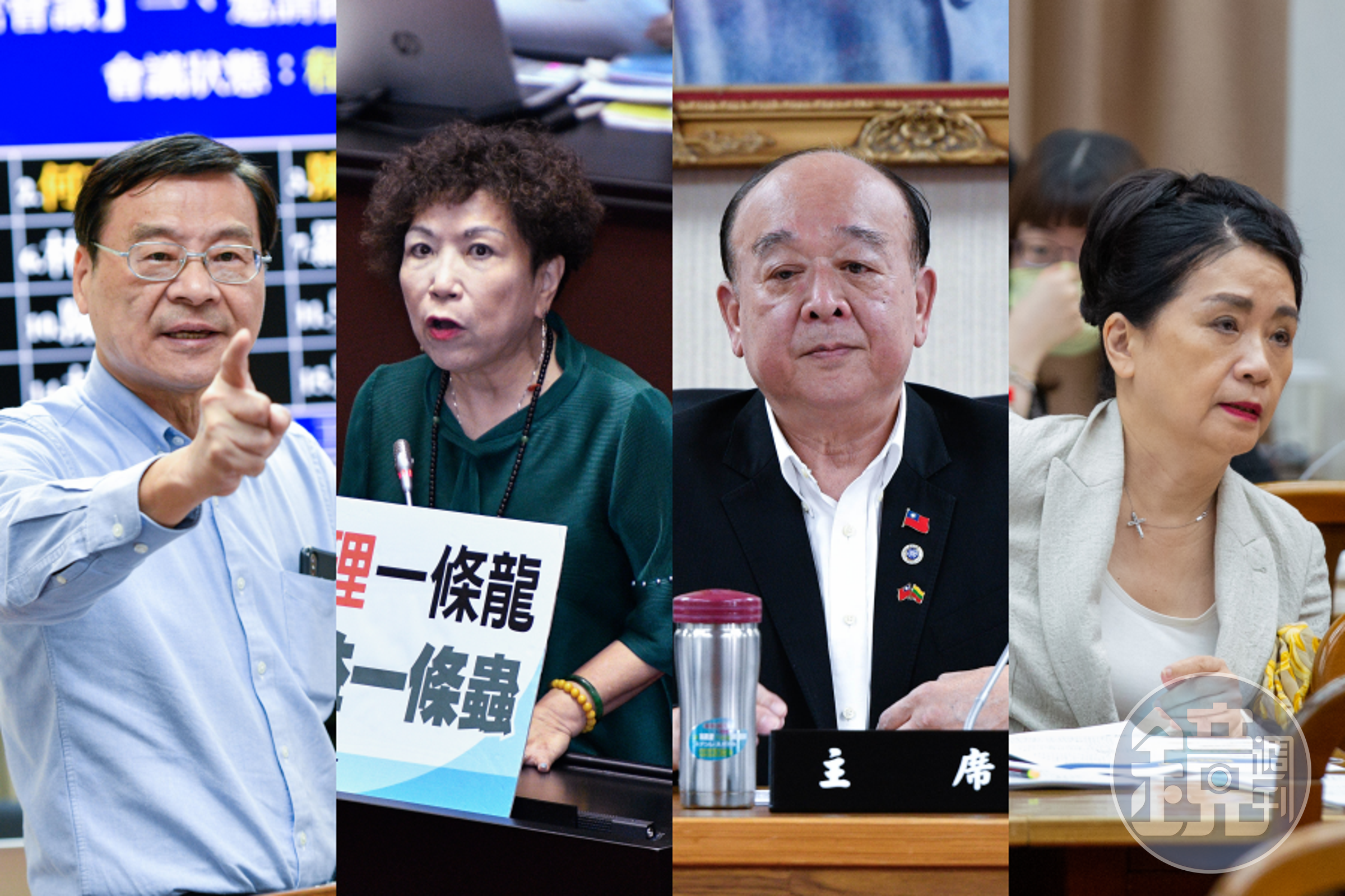 國民黨現任4名不分區立委,曾銘宗(左起)、游毓蘭、吳斯懷和李貴敏,均未被放進2024不分區名單中。