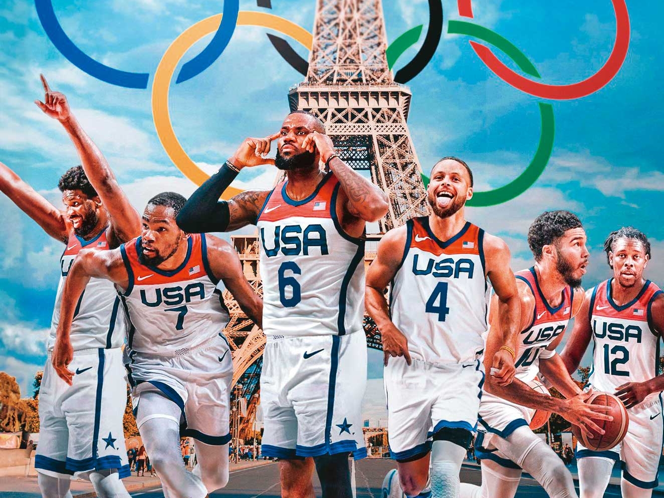 眾星雲集的美國男籃代表隊，黃金陣容直指奧運五連霸。（翻攝BF X）