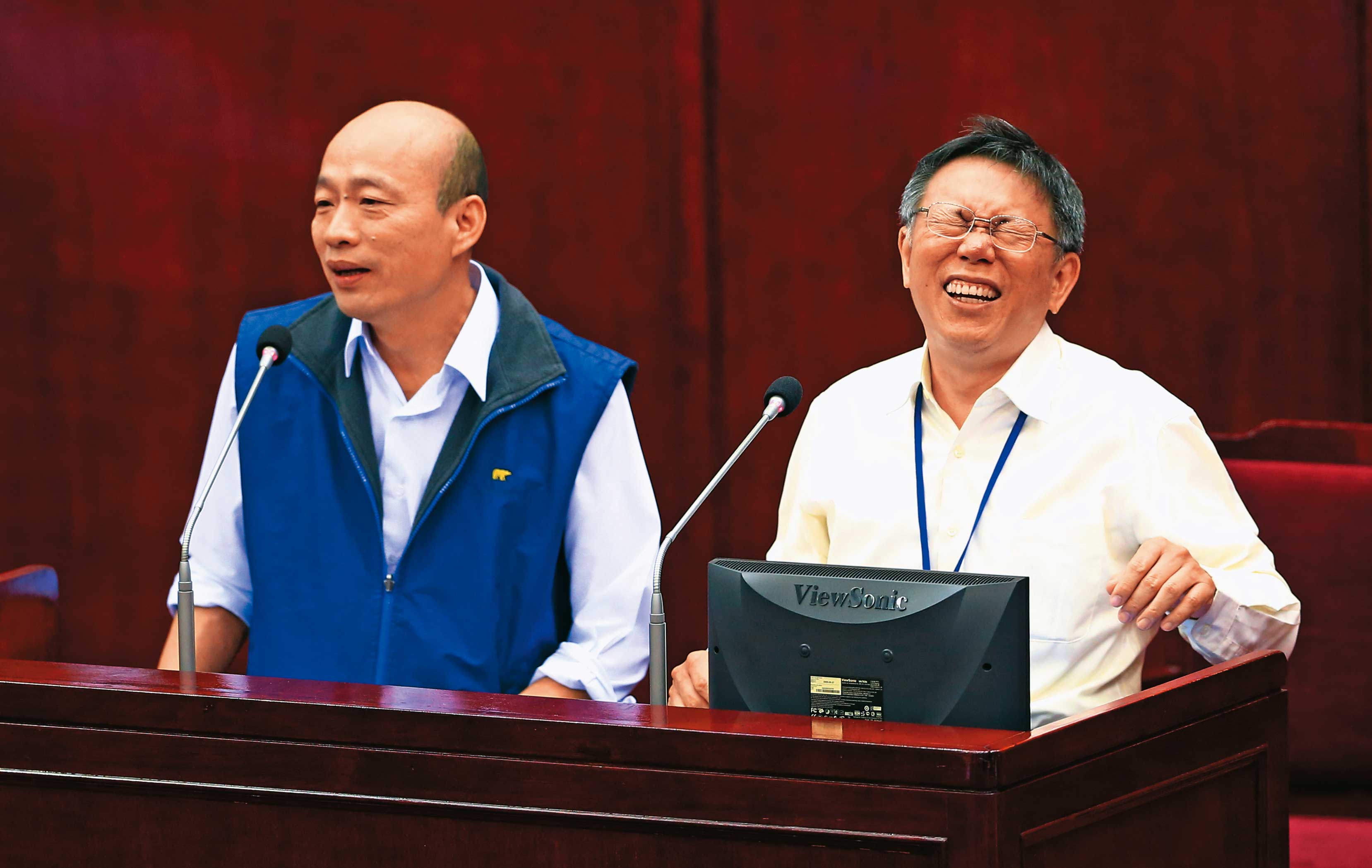 韓國瑜選前一句「柯像空氣槍」，讓柯營及支持者大為不滿，替國會合作埋變數。（聯合知識庫）