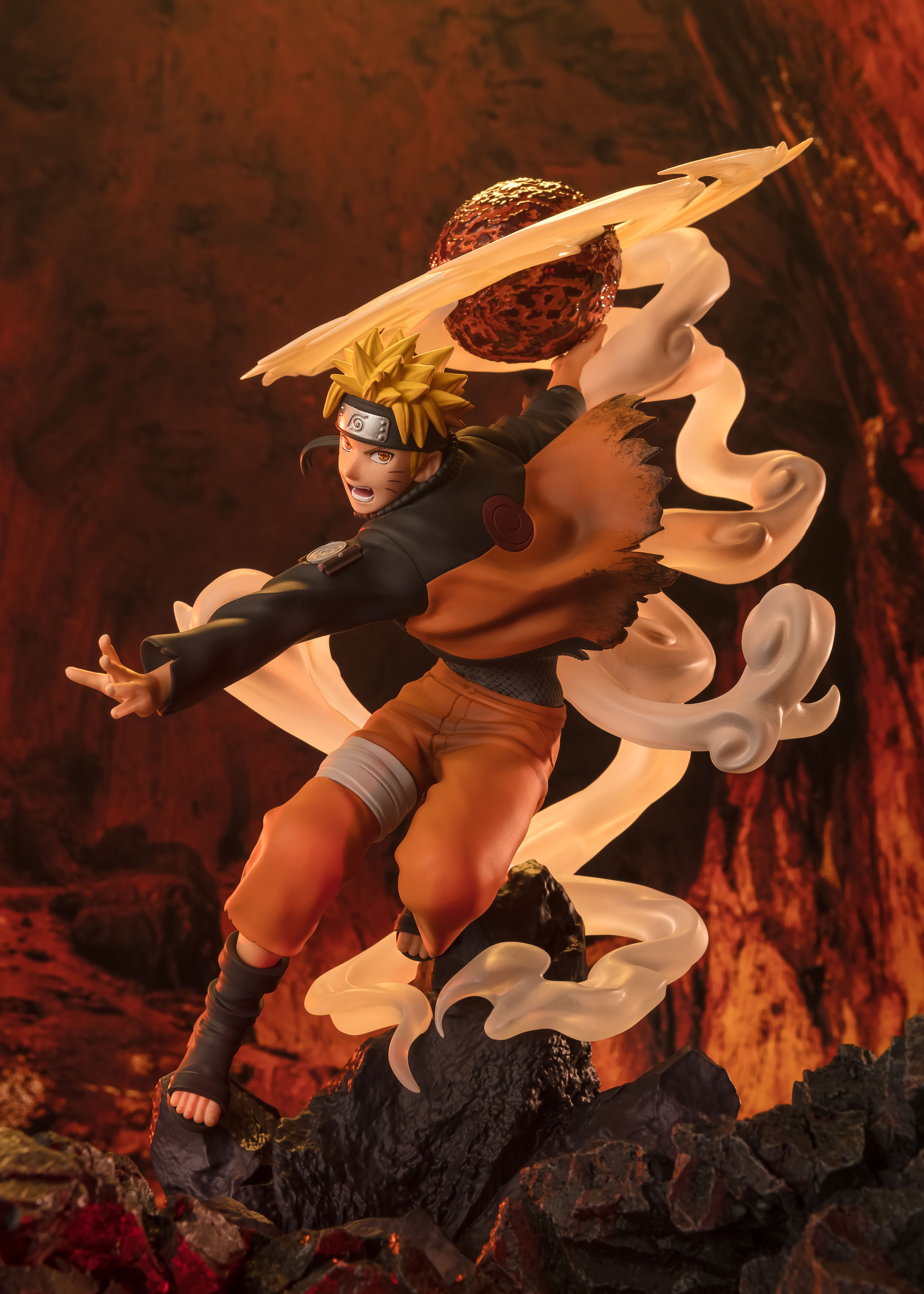 Figuarts ZERO超激戰《火影忍者》系列作品「漩渦鳴人-仙法・熔遁螺旋手裏劍-」。(台灣萬代南夢宮提供)