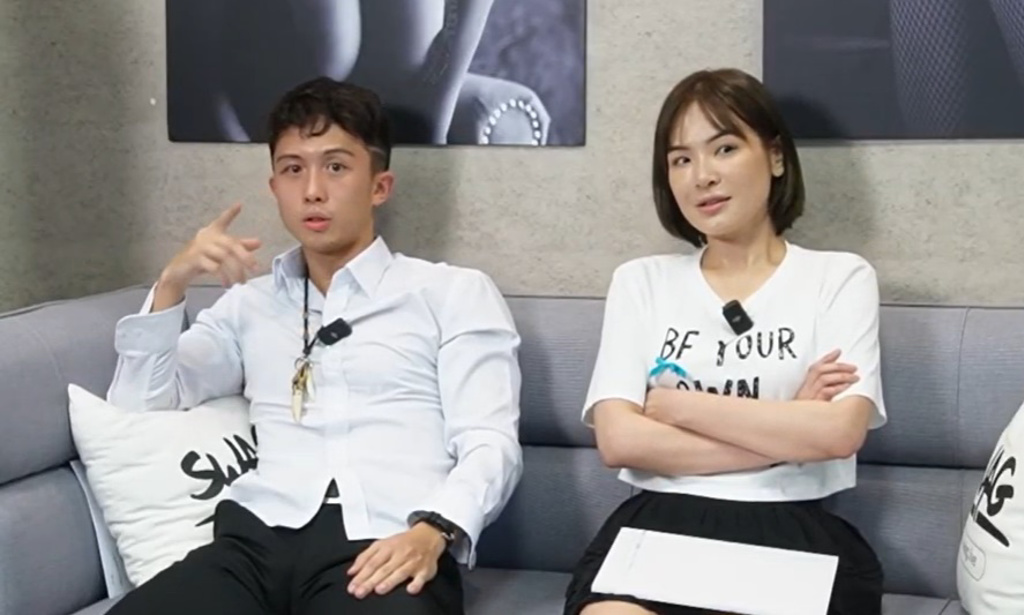 孫安佐（左）3日上陳沂（右）在SWAG的直播節目。（翻攝自SWAG）