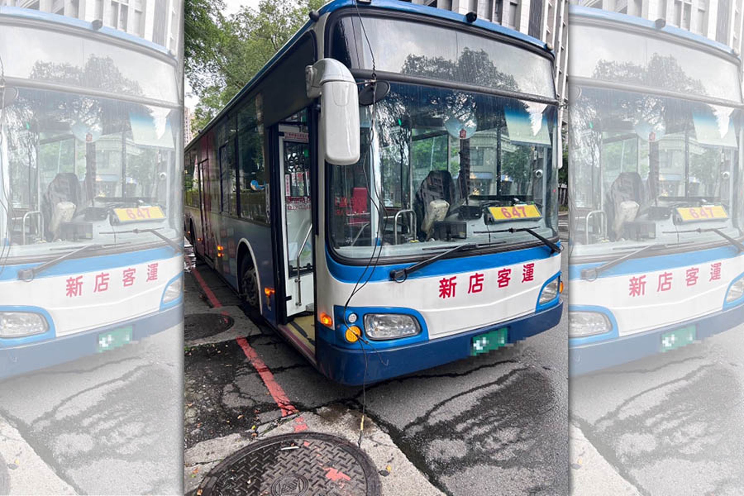 李姓司機日前開車行經新北市新店區中興路一段時,疑似因車頂不慎勾到不明電線釀禍。(翻攝畫面)