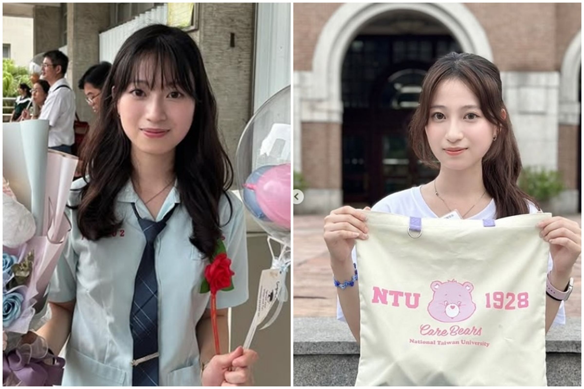 台中一中高姓女學霸花9天時間準備分科測驗，逆襲考回台大，掀起關注。（翻攝自吃貨台大IG／女同學IG）